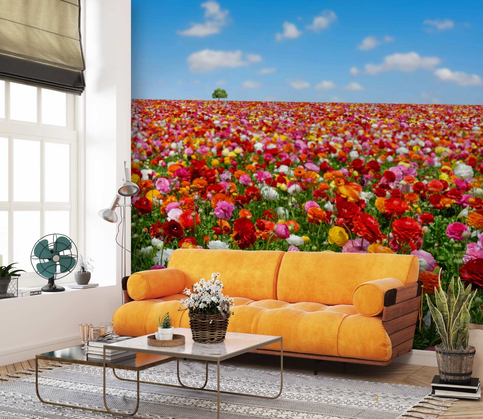 Фотошпалери луг, усіяний безліччю різнокольорових квітів