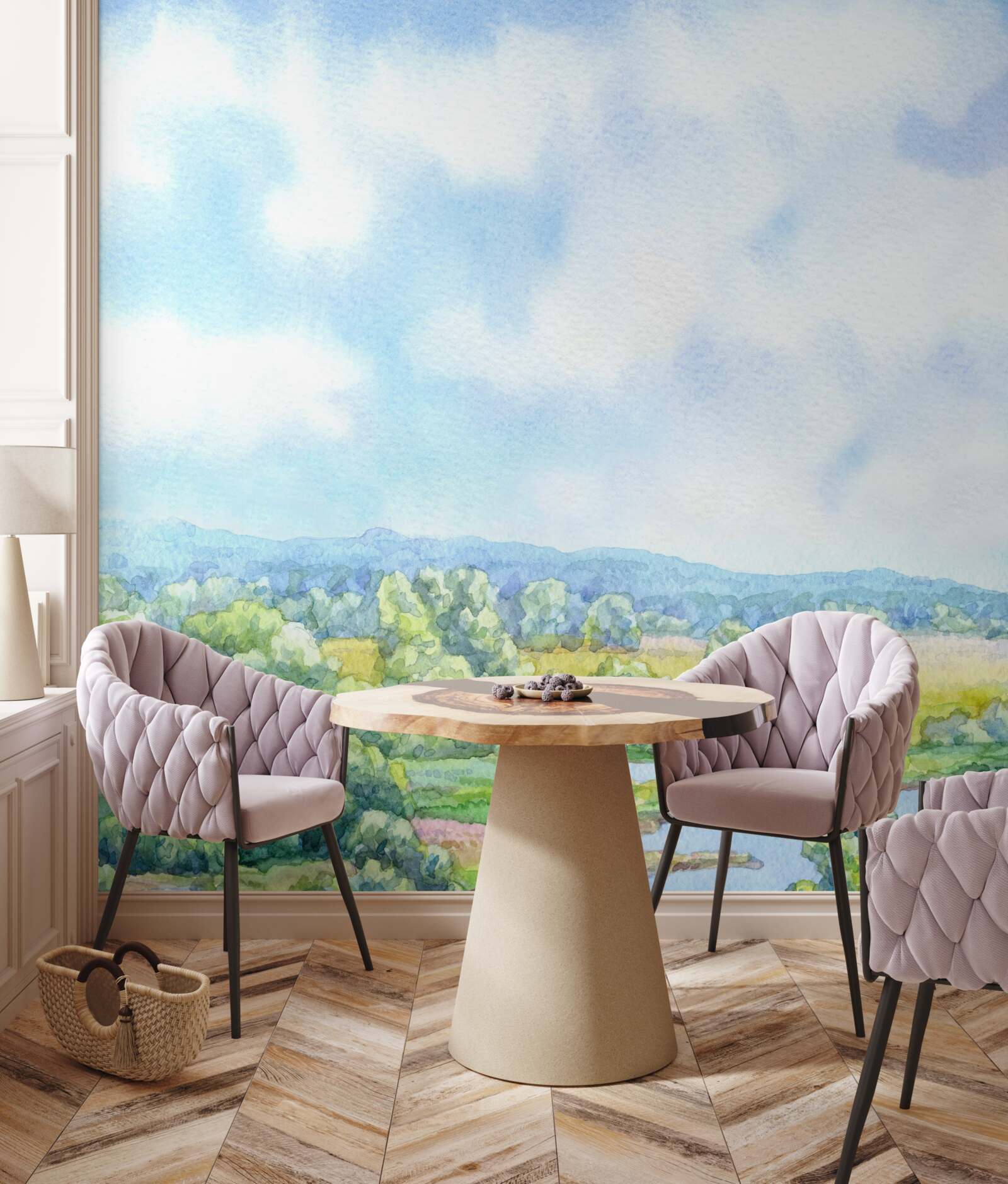 Фотошпалери яскравий день на лузі, повному квітучих рослин