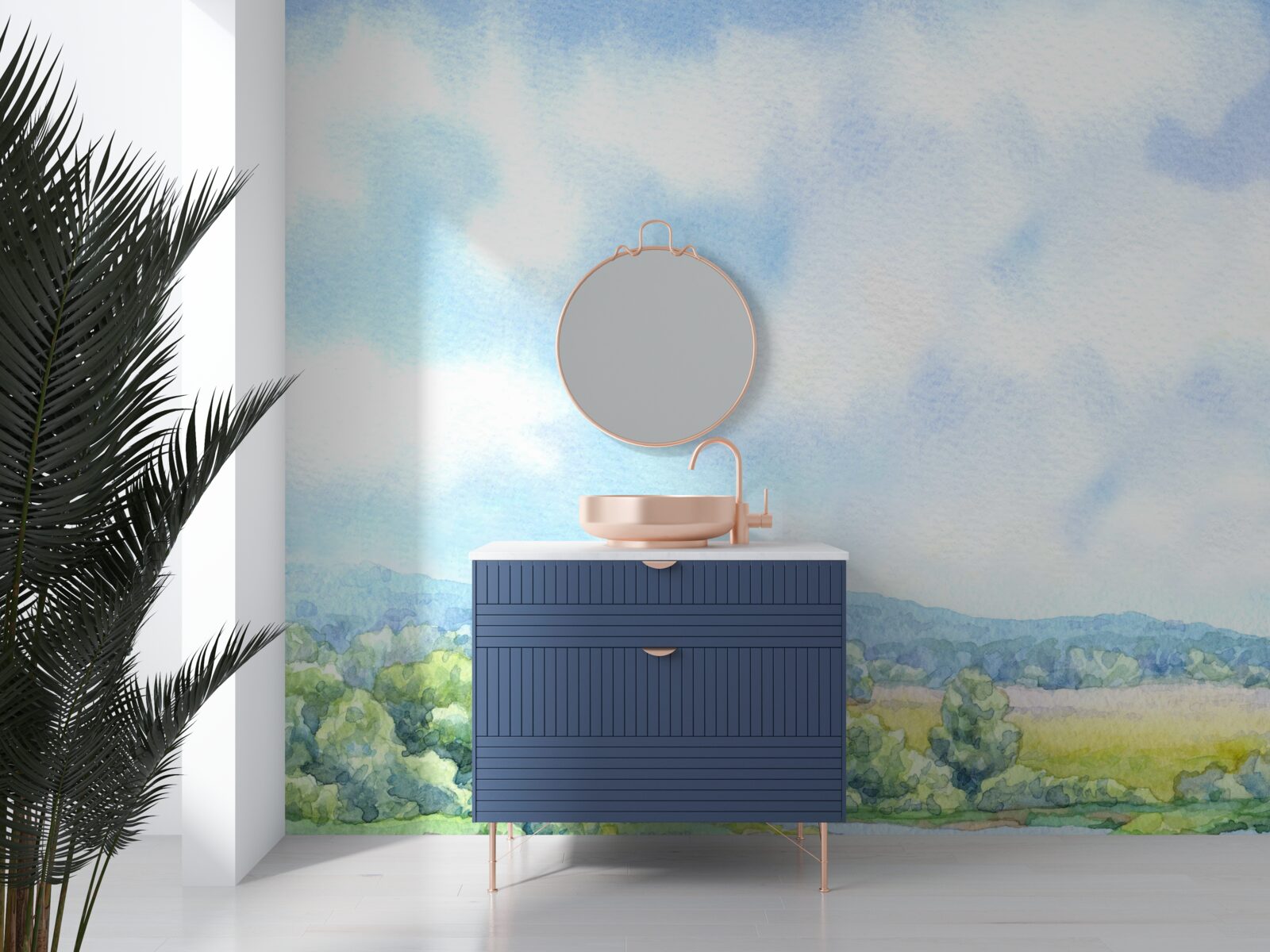 Фотошпалери яскравий день на лузі, повному квітучих рослин