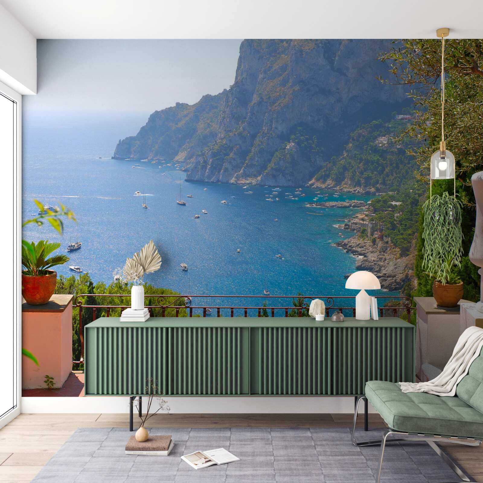 Фотошпалери тераса з балконом і видом на океан