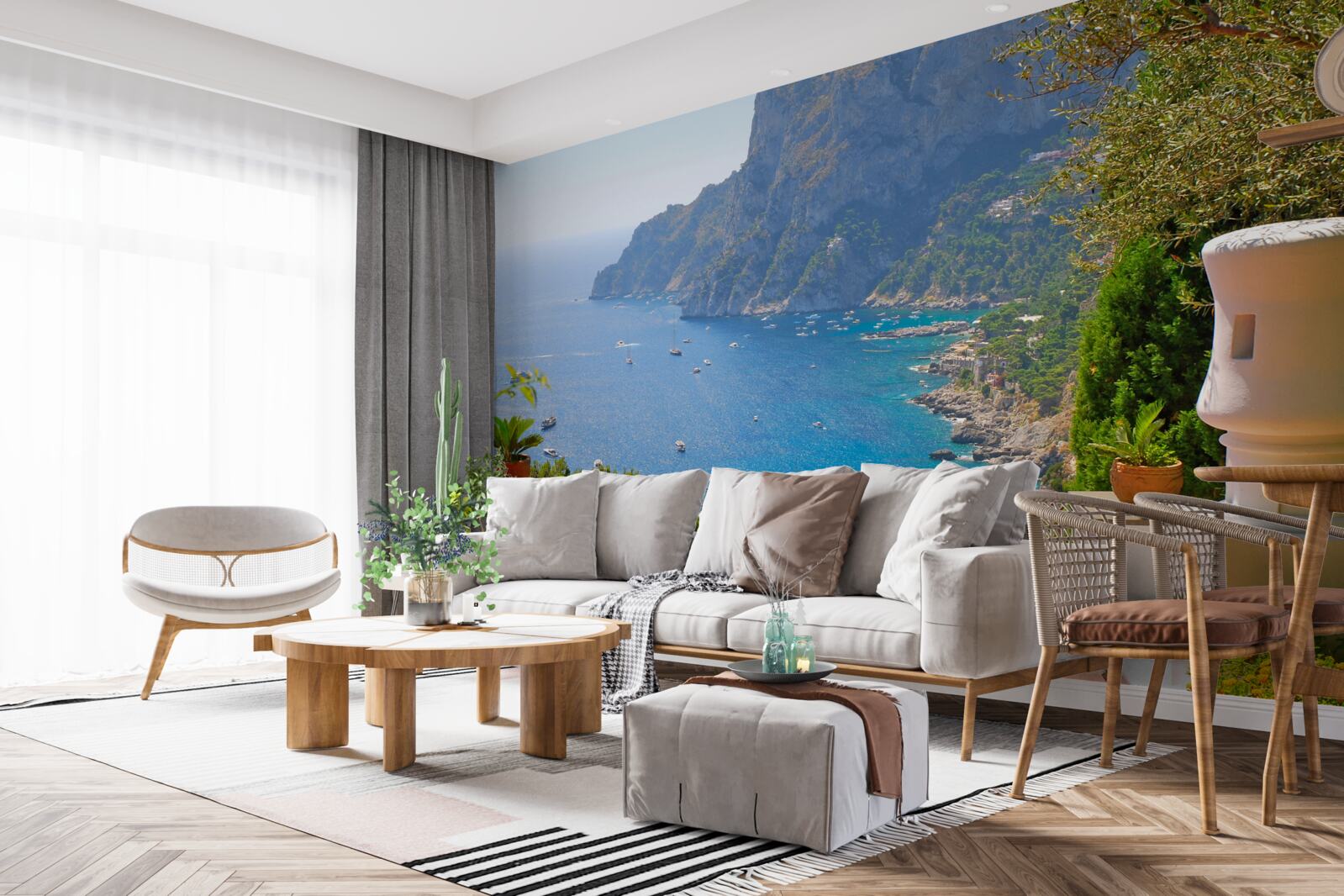 Фотошпалери тераса з балконом і видом на океан