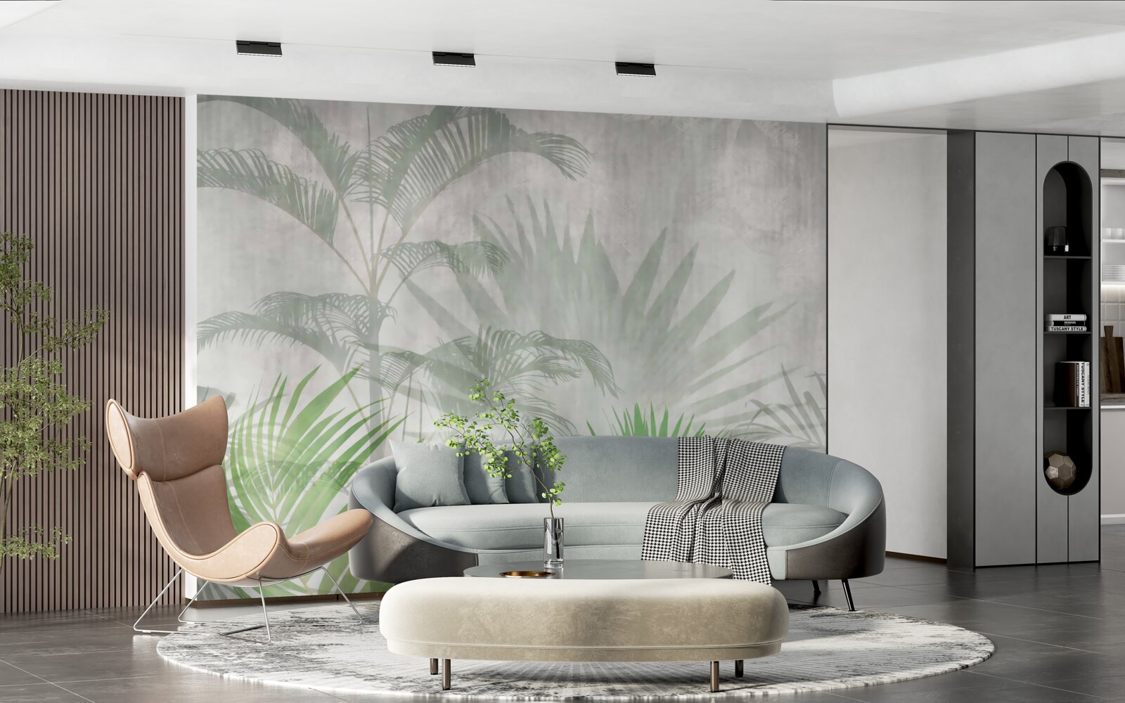 Фотошпалери тропічні папороті під дощем