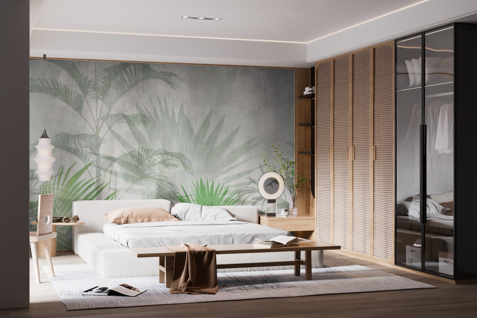 Фотошпалери тропічні папороті під дощем