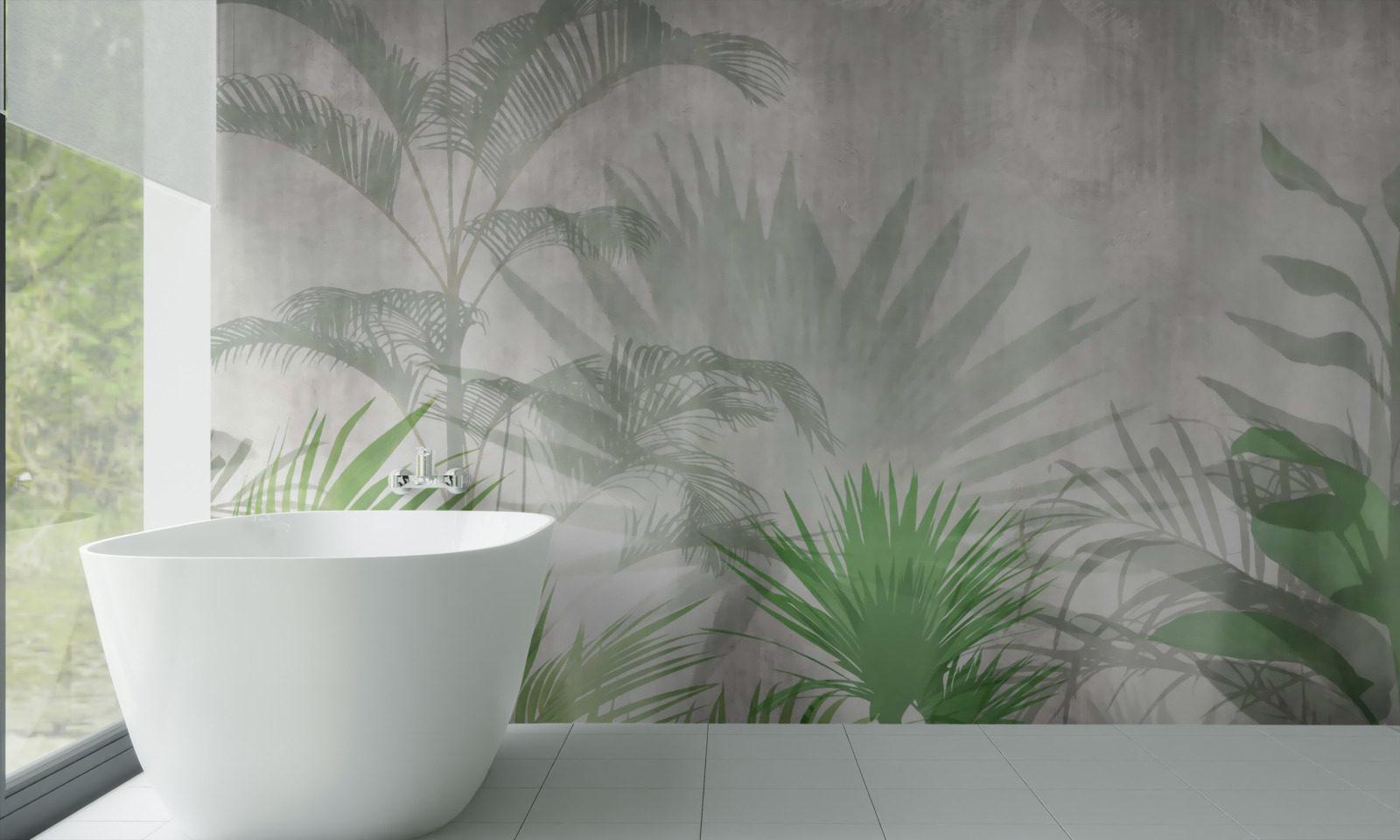 Фотошпалери тропічні папороті під дощем