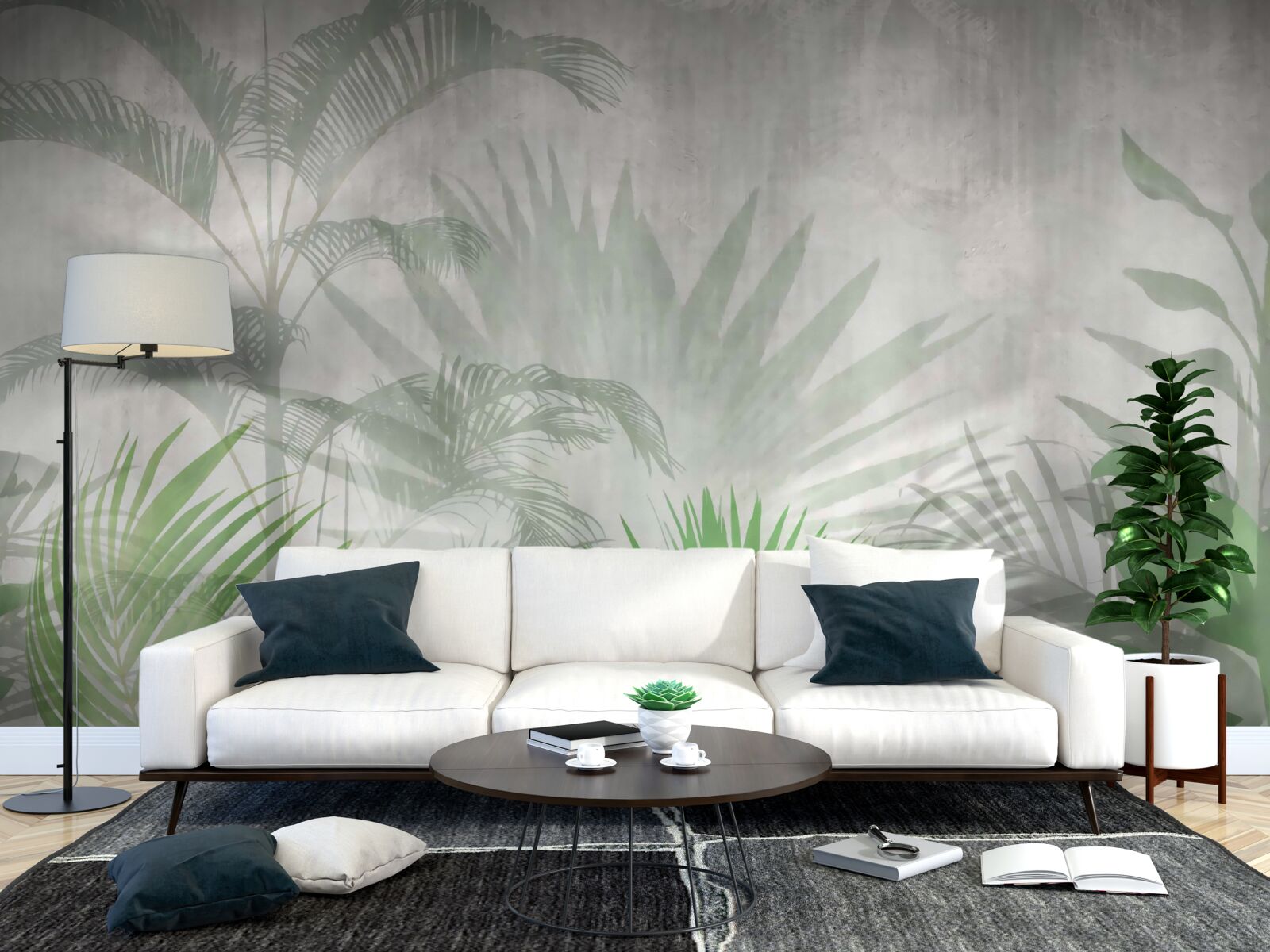 Фотошпалери тропічні папороті під дощем