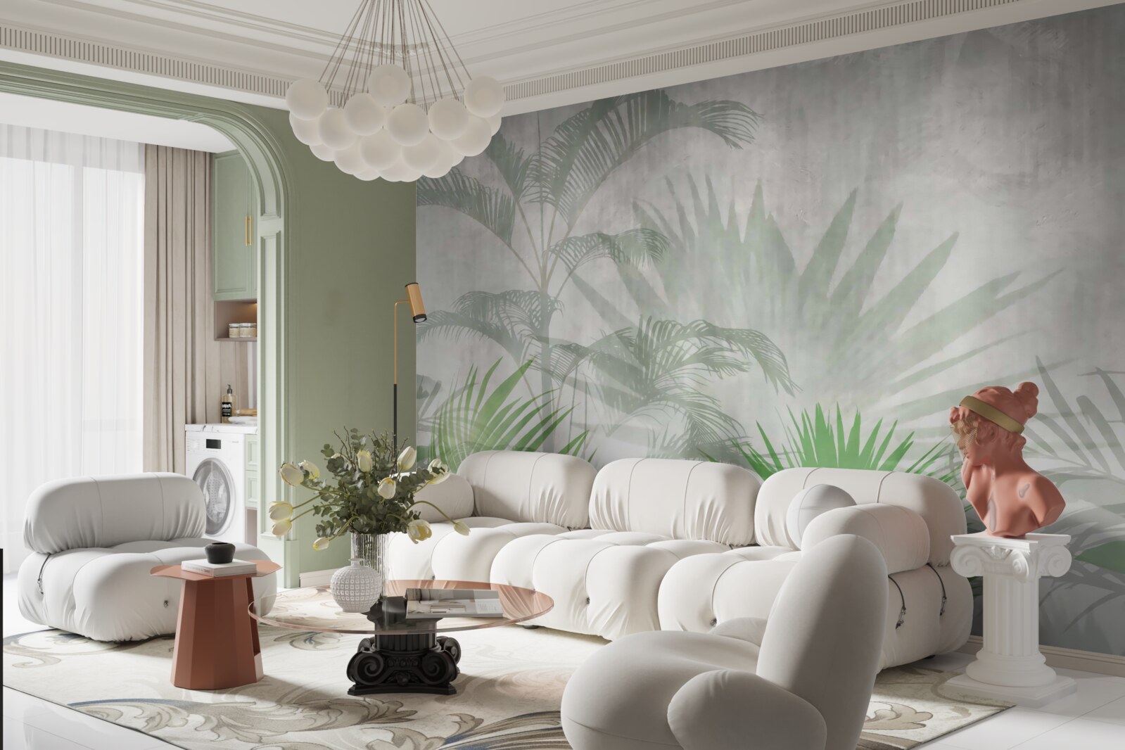 Фотошпалери тропічні папороті під дощем