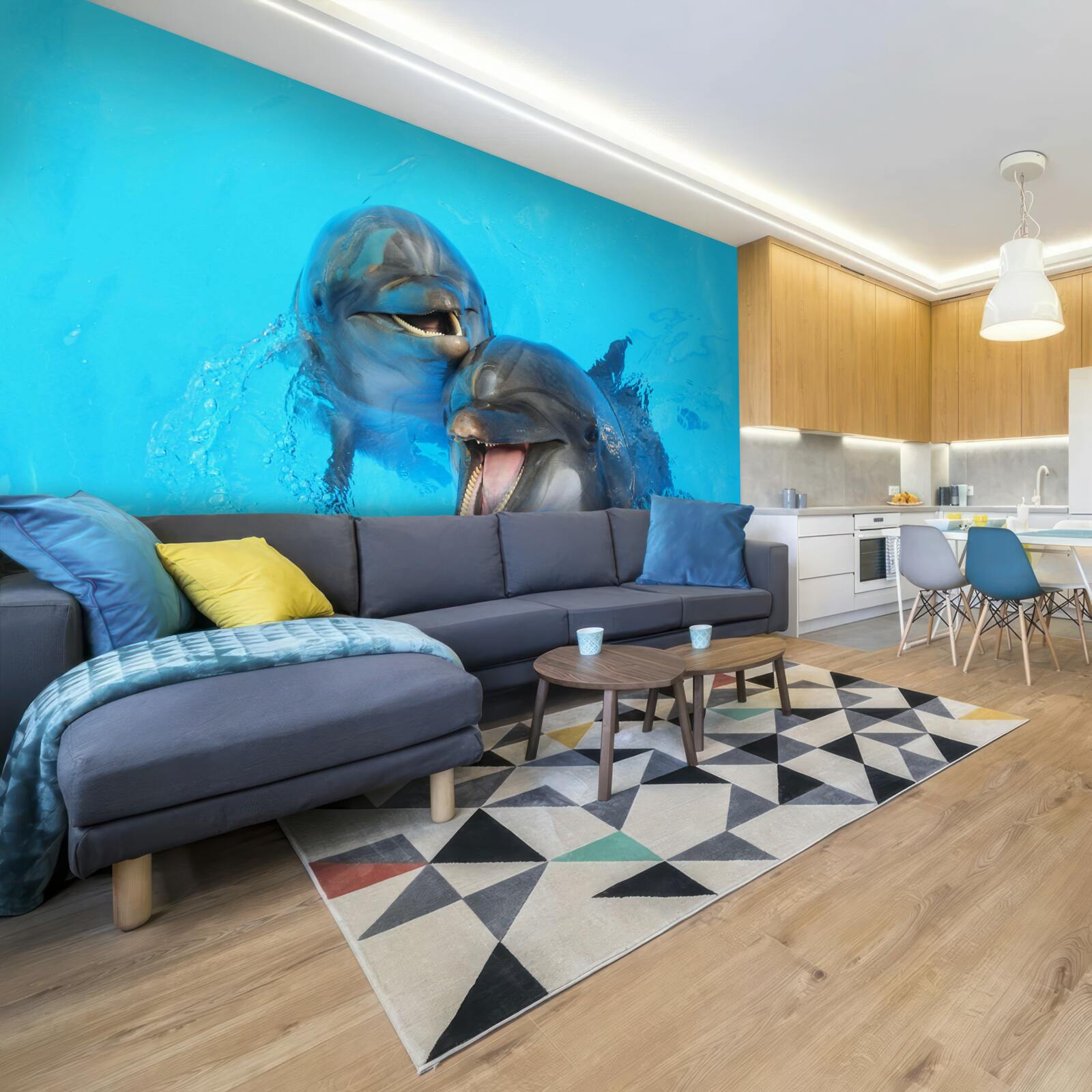 Фотошпалери два усміхнені дельфіни