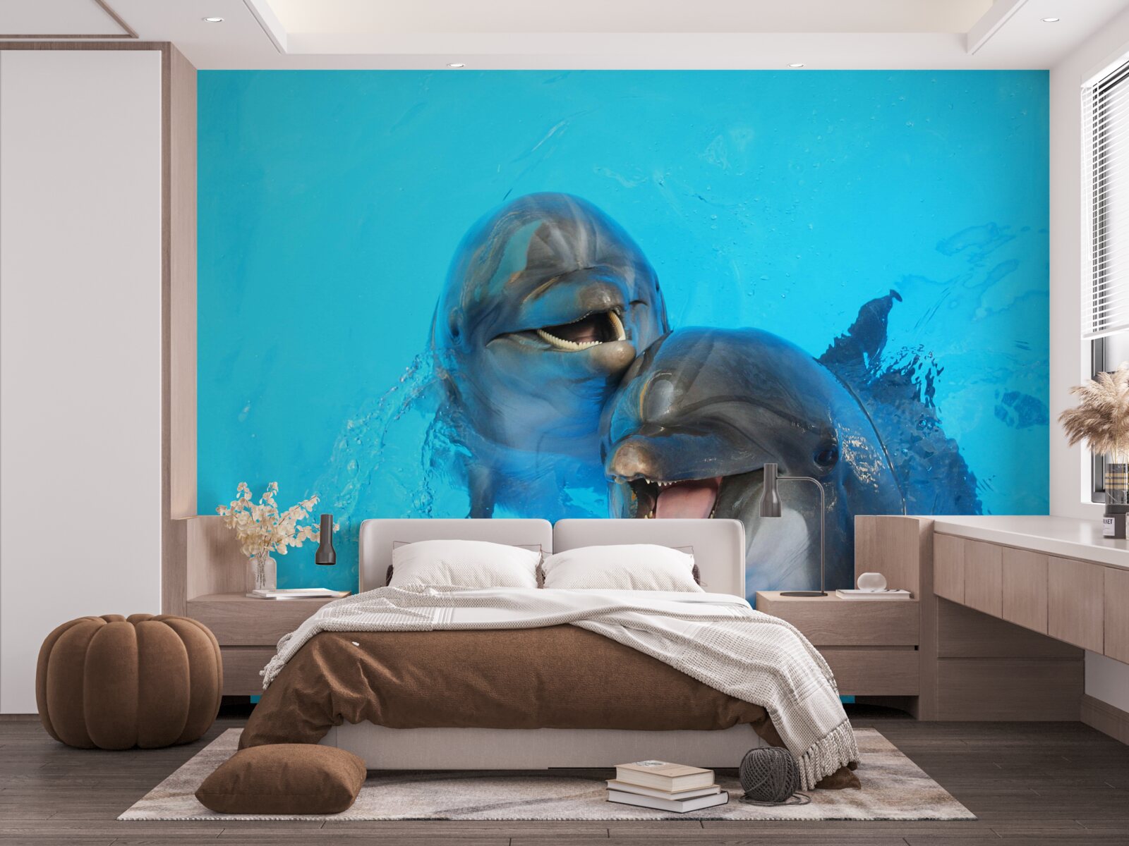 Фотошпалери два усміхнені дельфіни