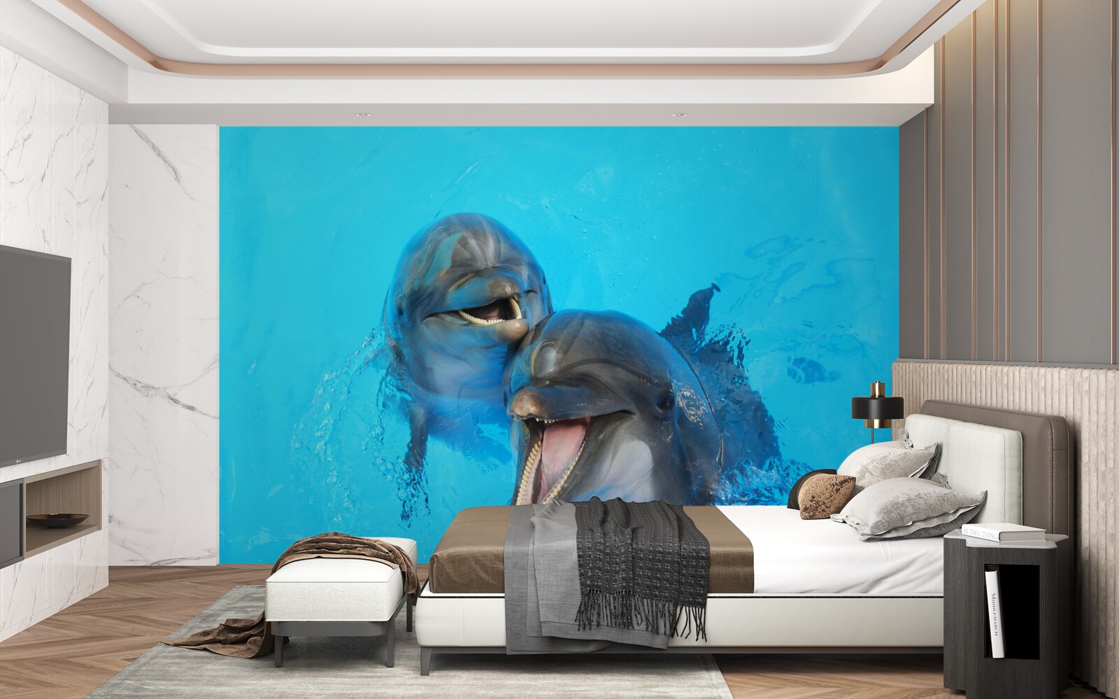 Фотошпалери два усміхнені дельфіни