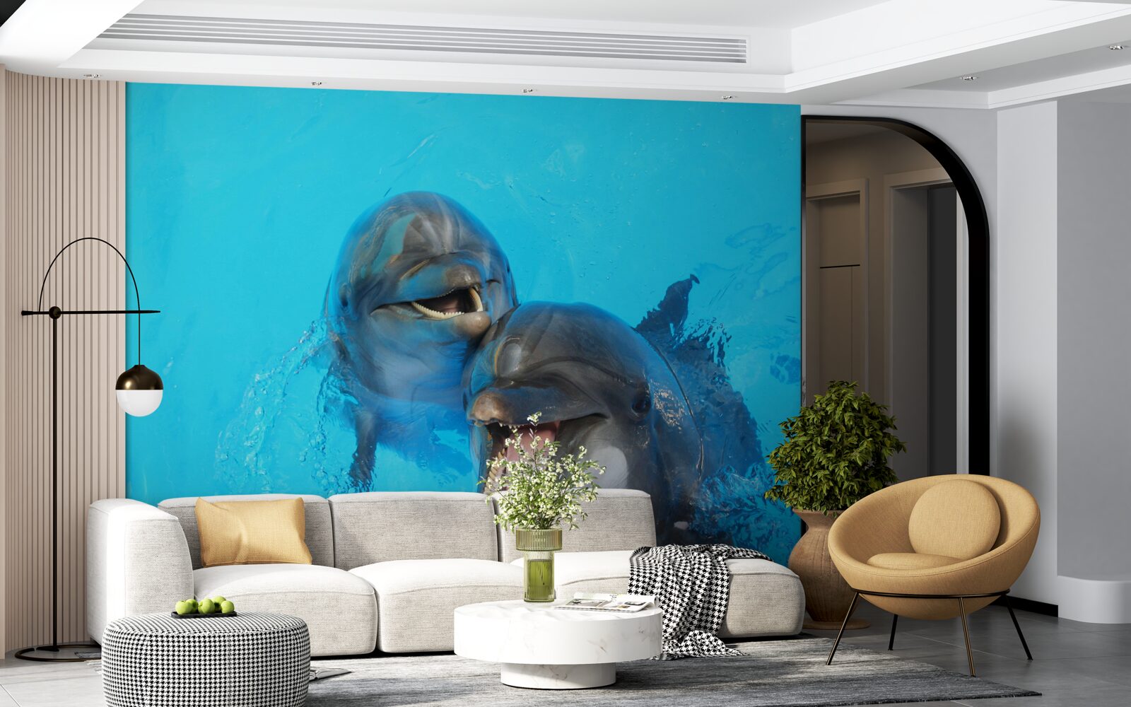 Фотошпалери два усміхнені дельфіни