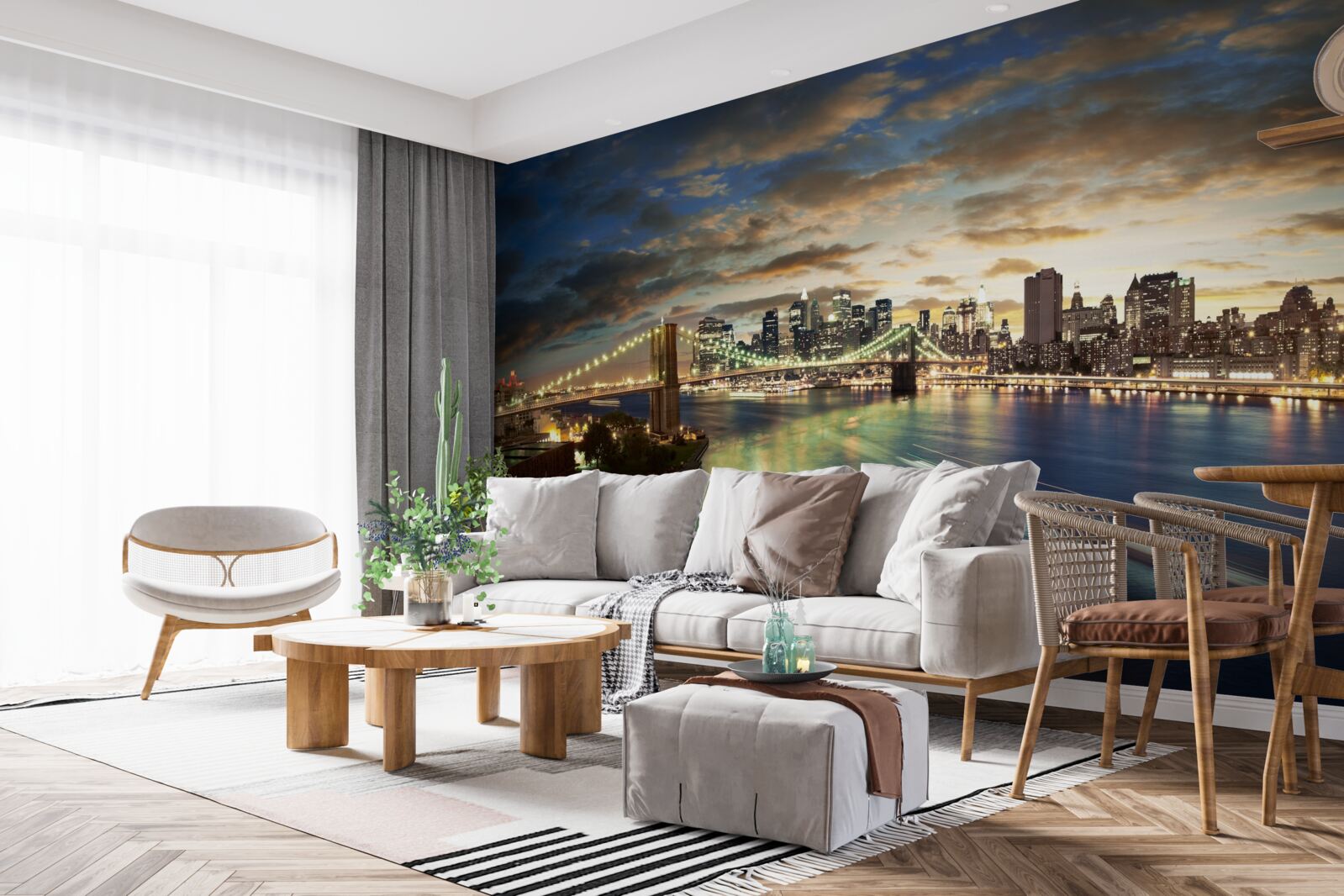 Фотошпалери нічне освітлення нью-йорка на краю води