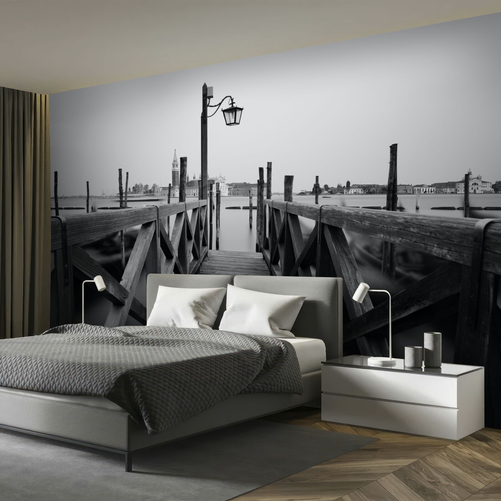 Фотошпалери набережна з дерева біля води