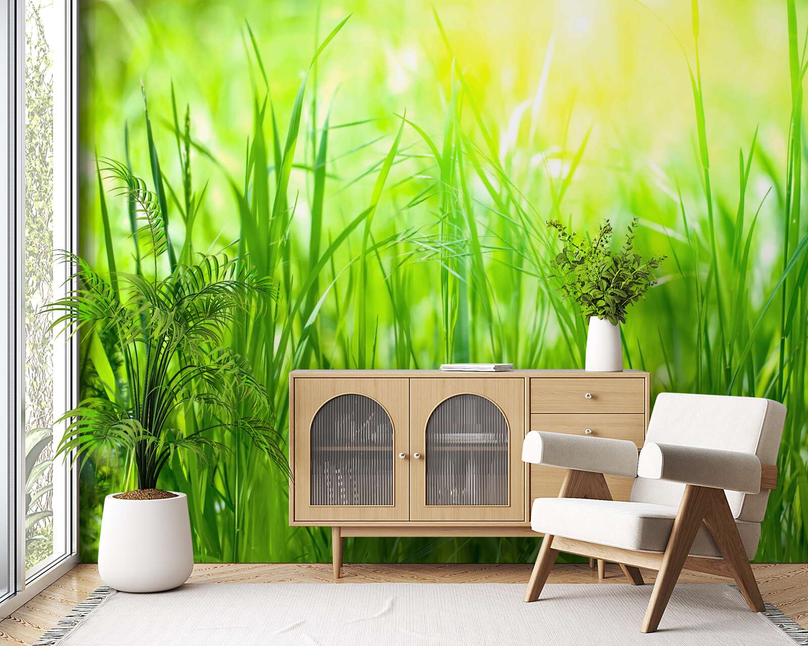 Фотошпалери ранкова роса випадає під сонячними променями