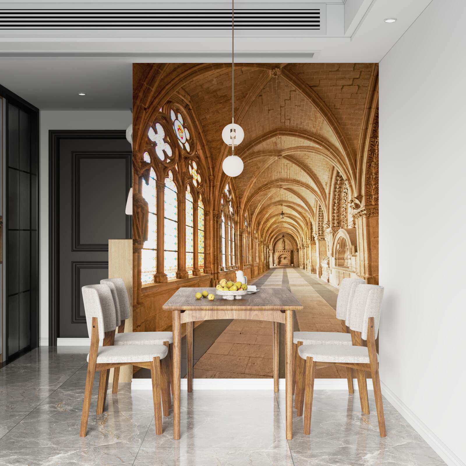 Фотошпалери старовинні кам'яні склепіння з вітражами