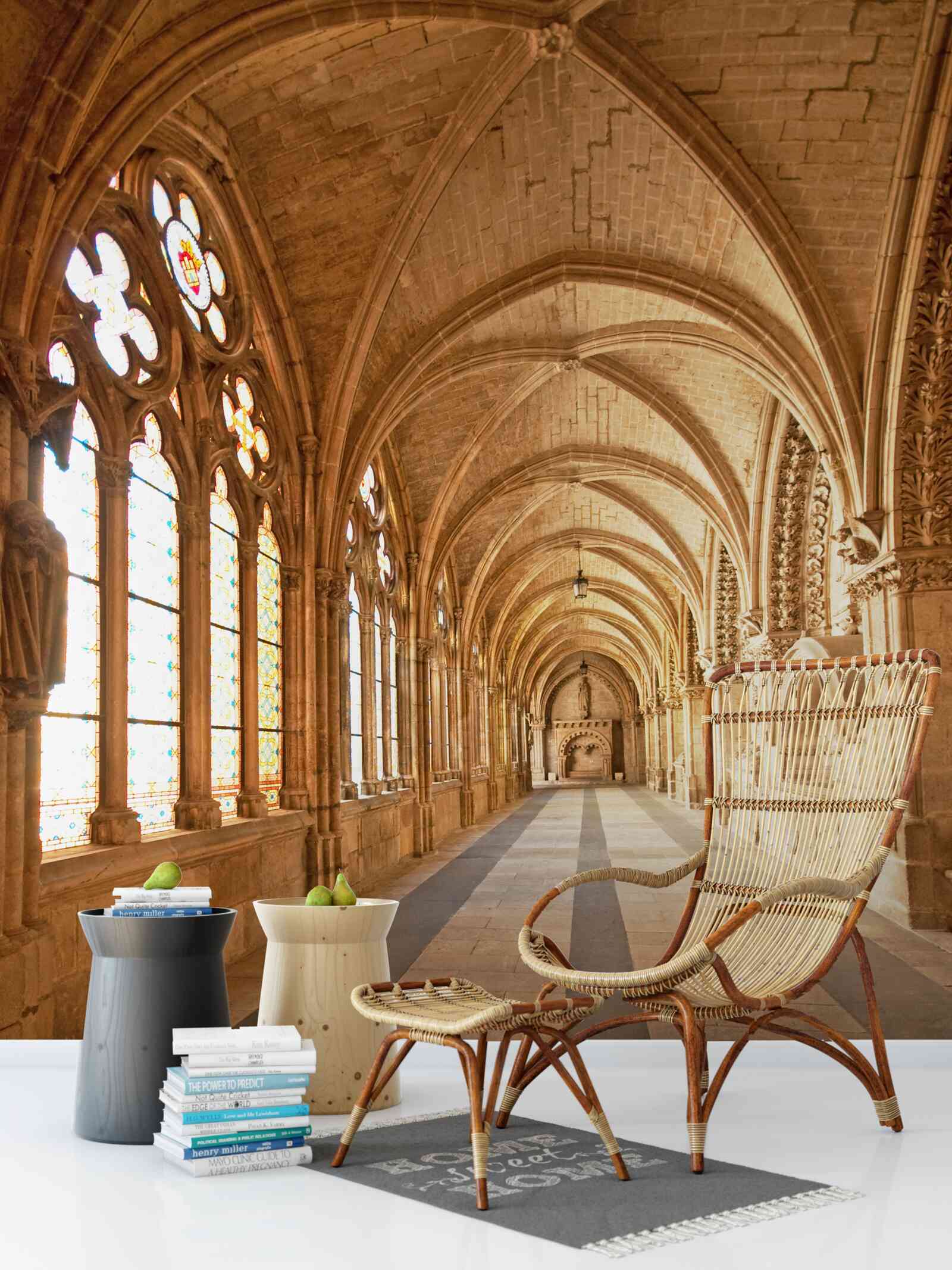 Фотошпалери старовинні кам'яні склепіння з вітражами