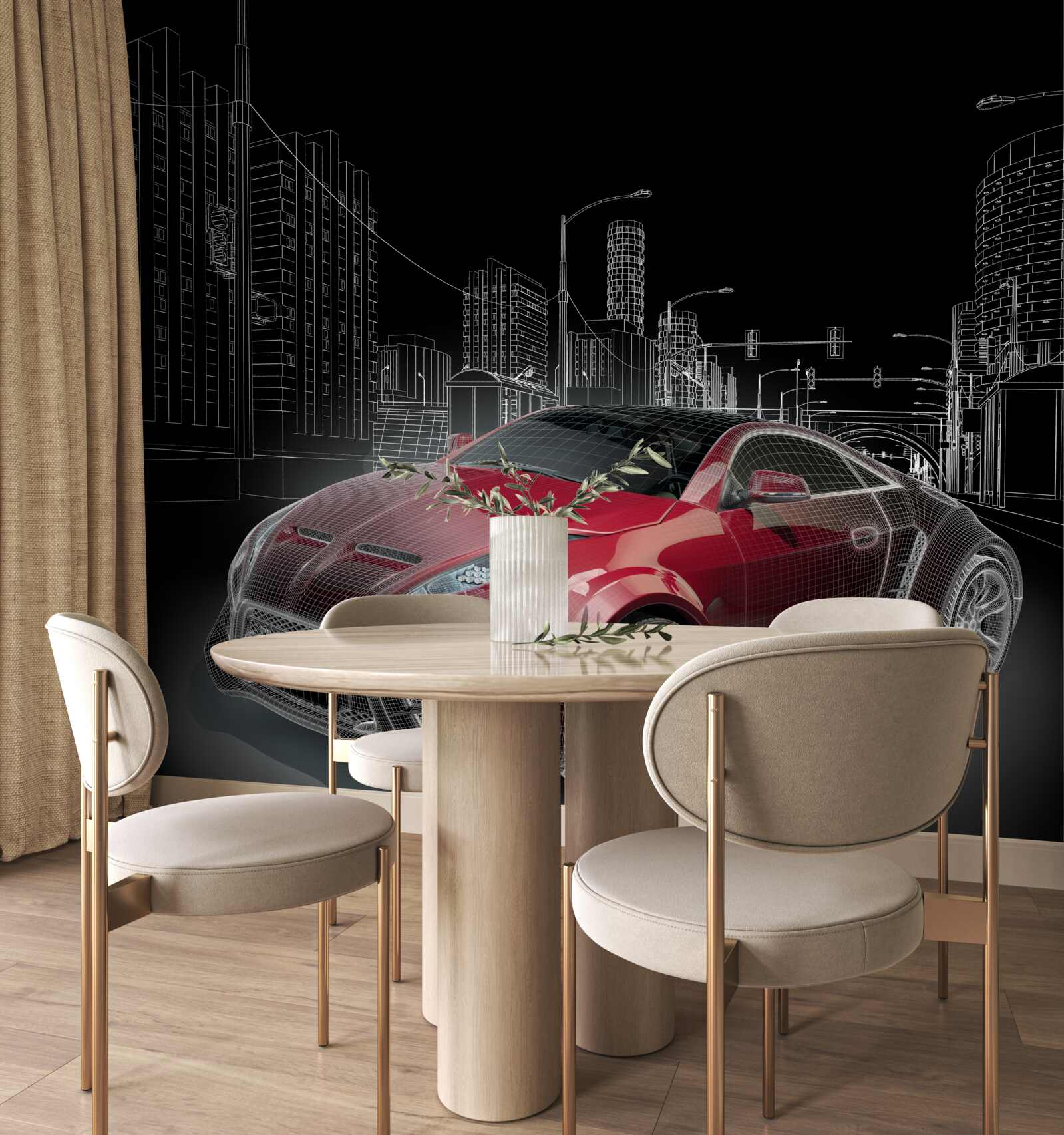 Фотошпалери на малюнку зображено червоний спортивний автомобіль