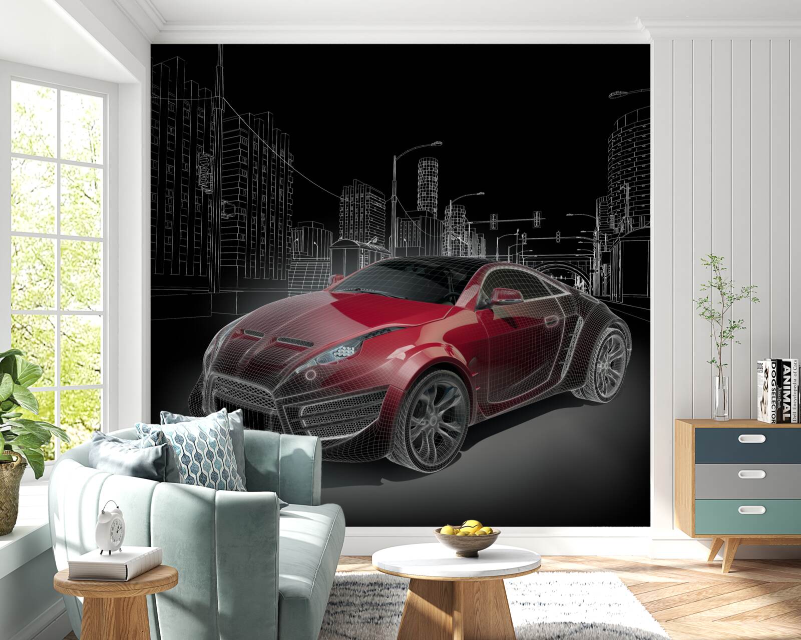 Фотошпалери на малюнку зображено червоний спортивний автомобіль