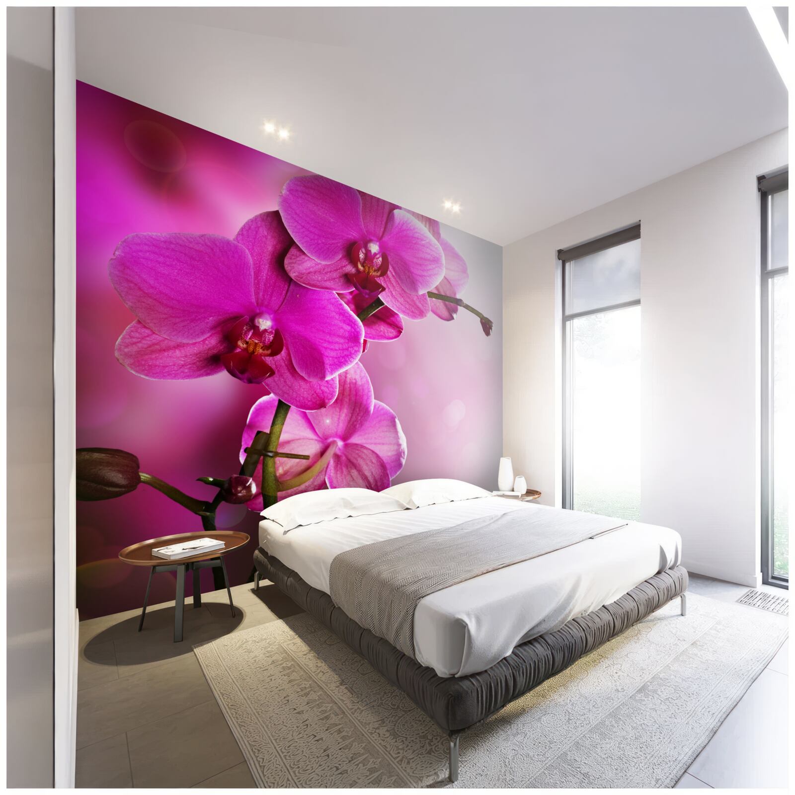 Фотошпалери витончена гілка бузкової орхідеї в променях сонця