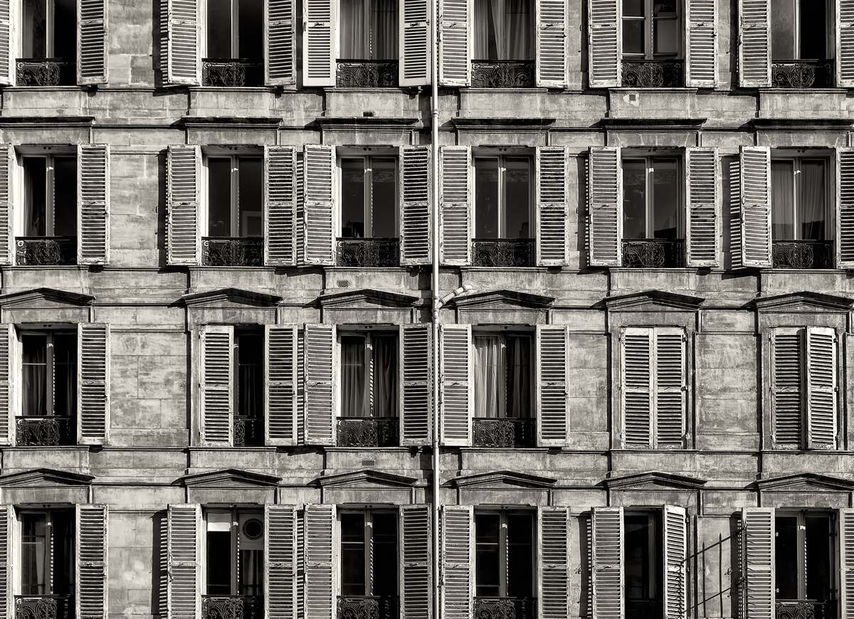 Фотошпалери віконні вентилятори в чорно-білій палітрі