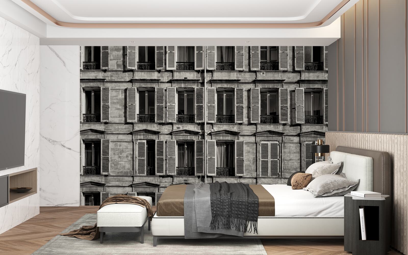 Фотошпалери віконні вентилятори в чорно-білій палітрі