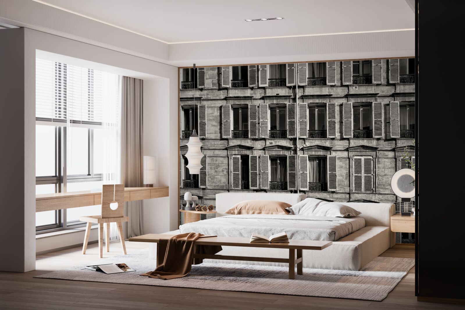 Фотошпалери віконні вентилятори в чорно-білій палітрі