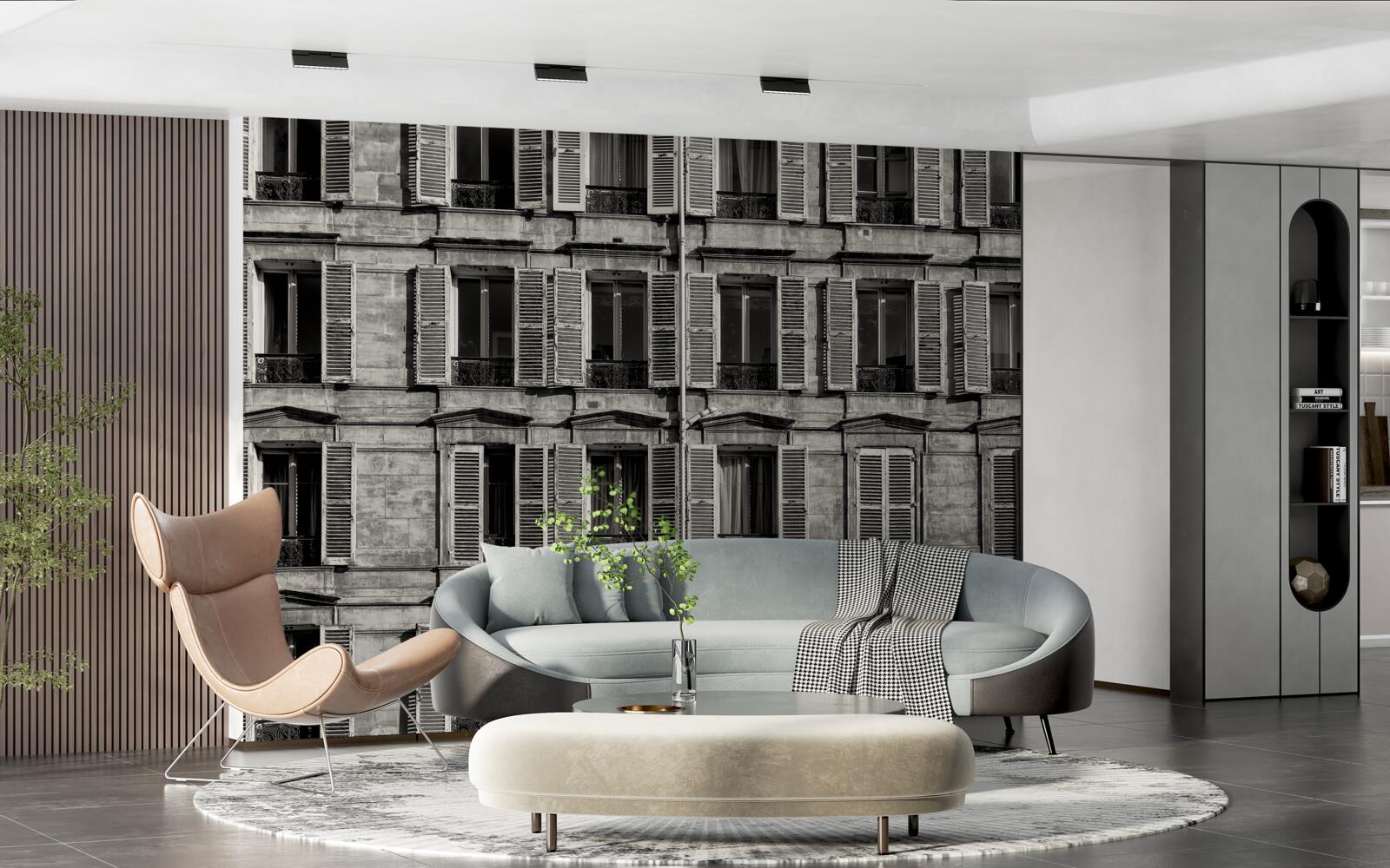 Фотошпалери віконні вентилятори в чорно-білій палітрі