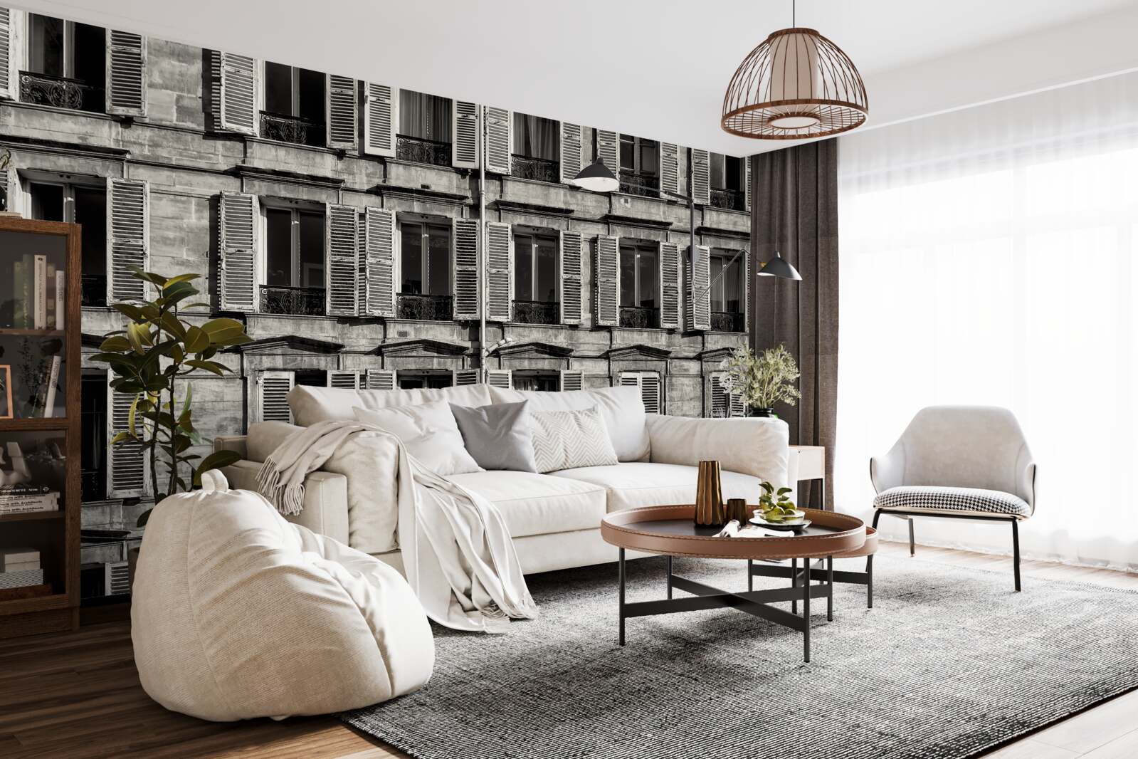 Фотошпалери віконні вентилятори в чорно-білій палітрі