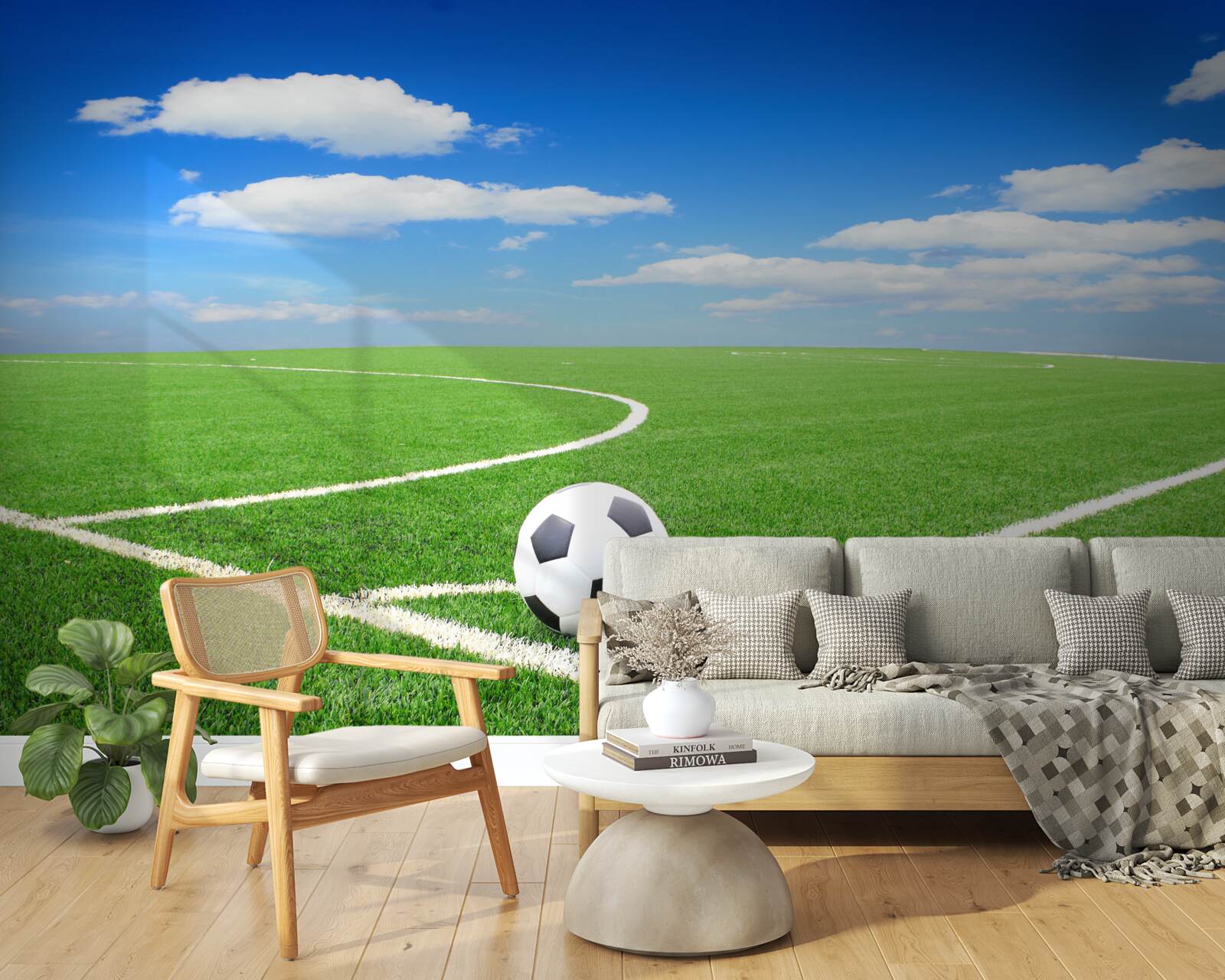 Фотошпалери м'яч знаходиться в куті поля