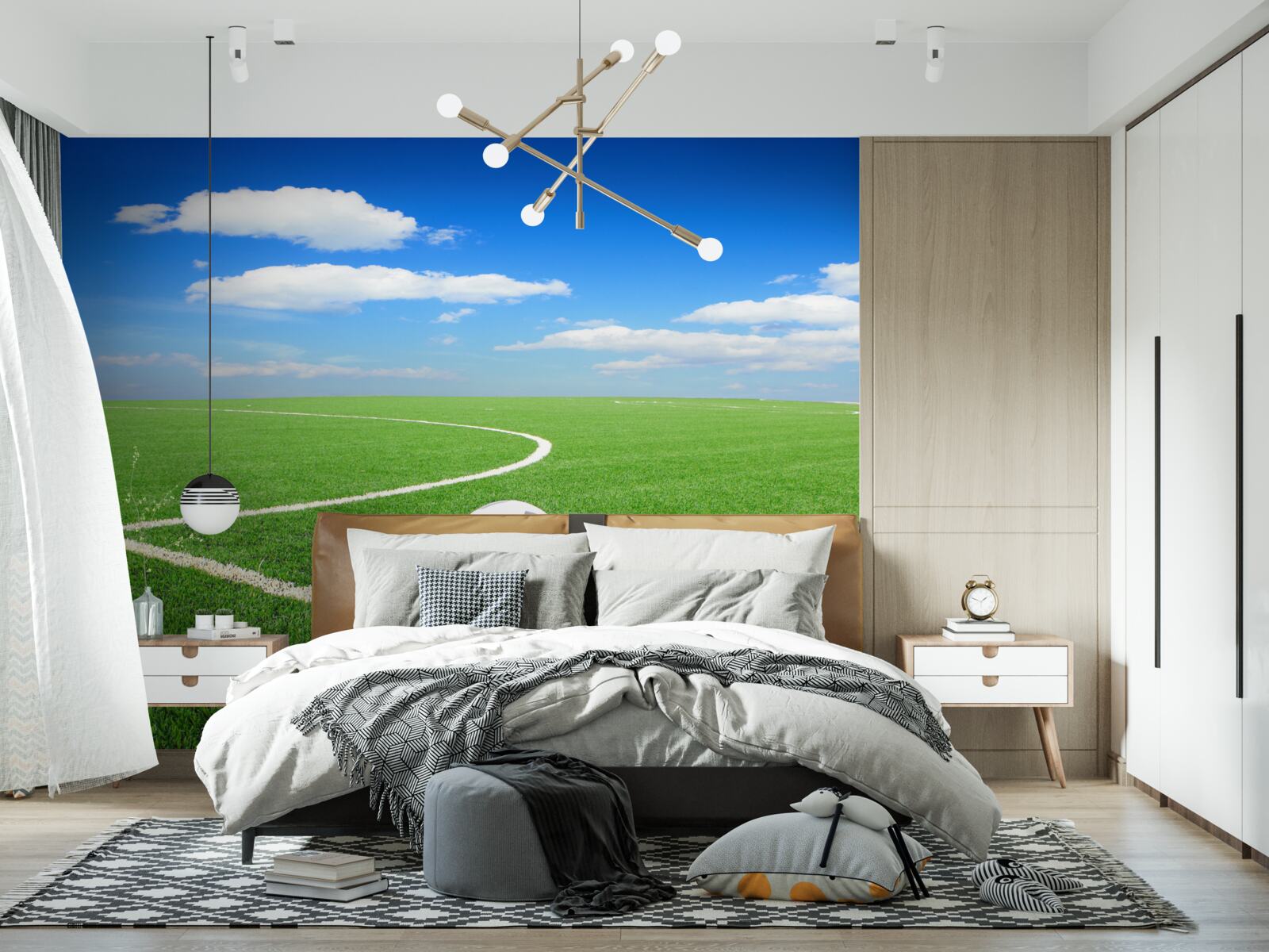 Фотошпалери м'яч знаходиться в куті поля