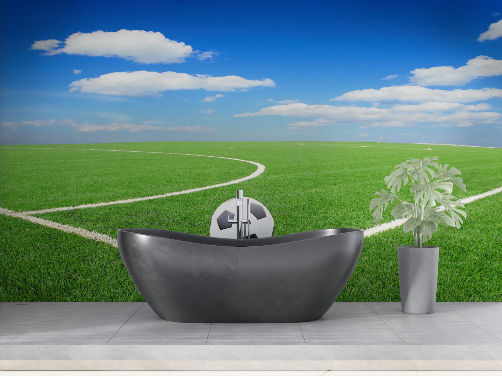 Фотошпалери м'яч знаходиться в куті поля