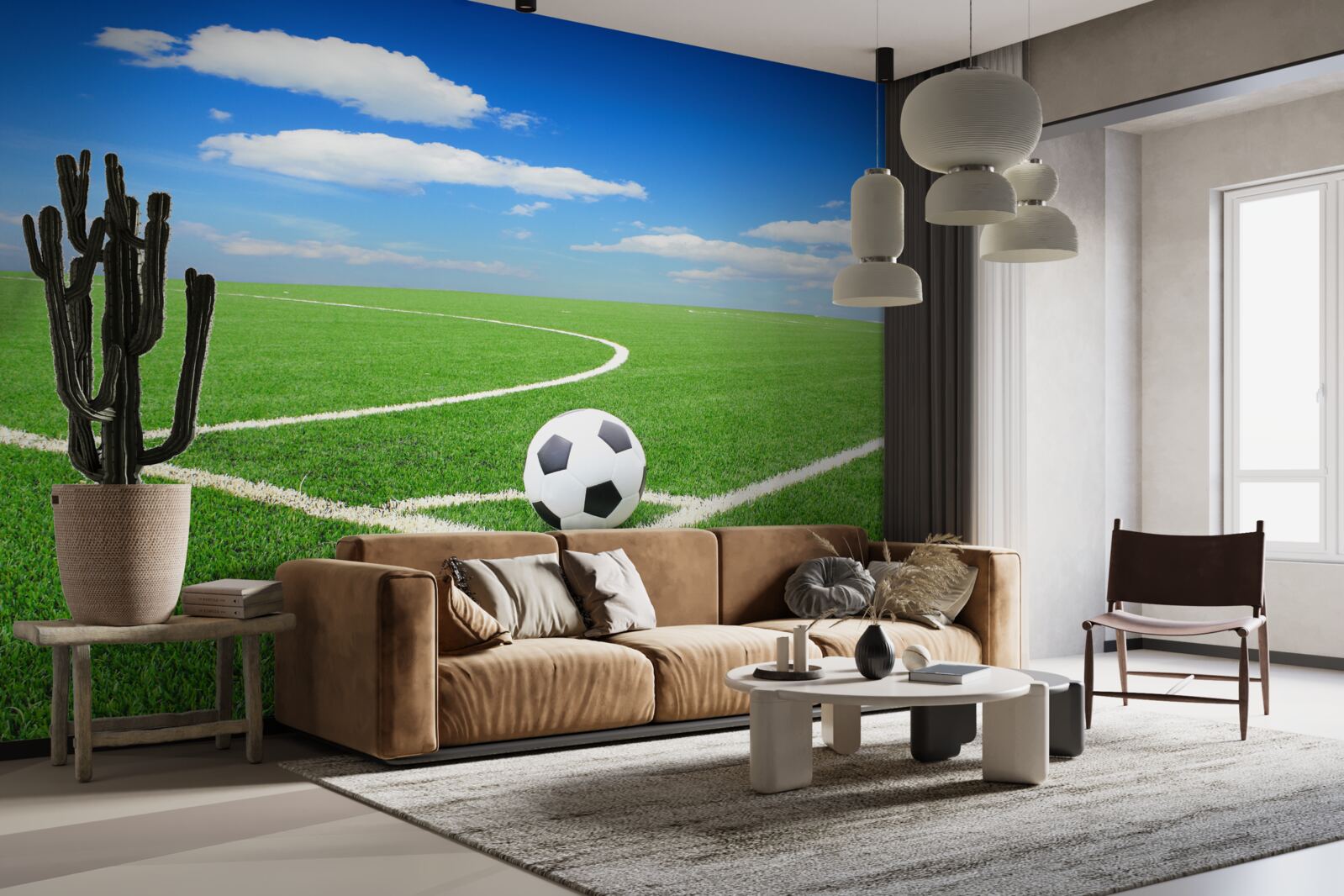 Фотошпалери м'яч знаходиться в куті поля