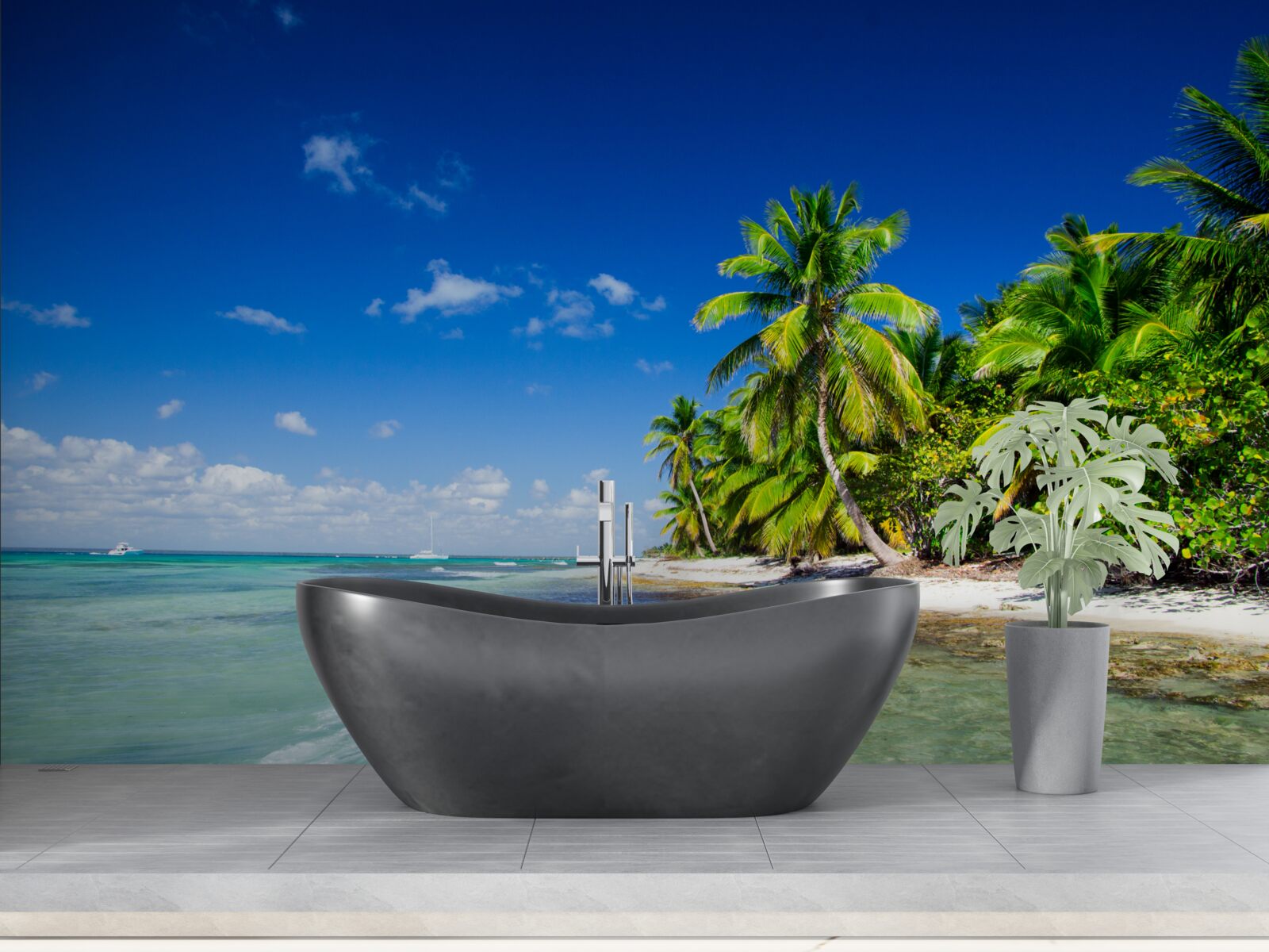 Фотошпалери морські хвилі на тропічному узбережжі