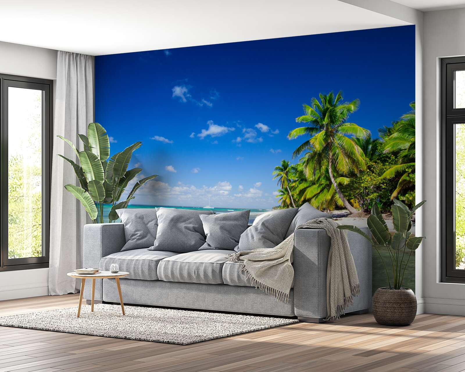 Фотошпалери морські хвилі на тропічному узбережжі