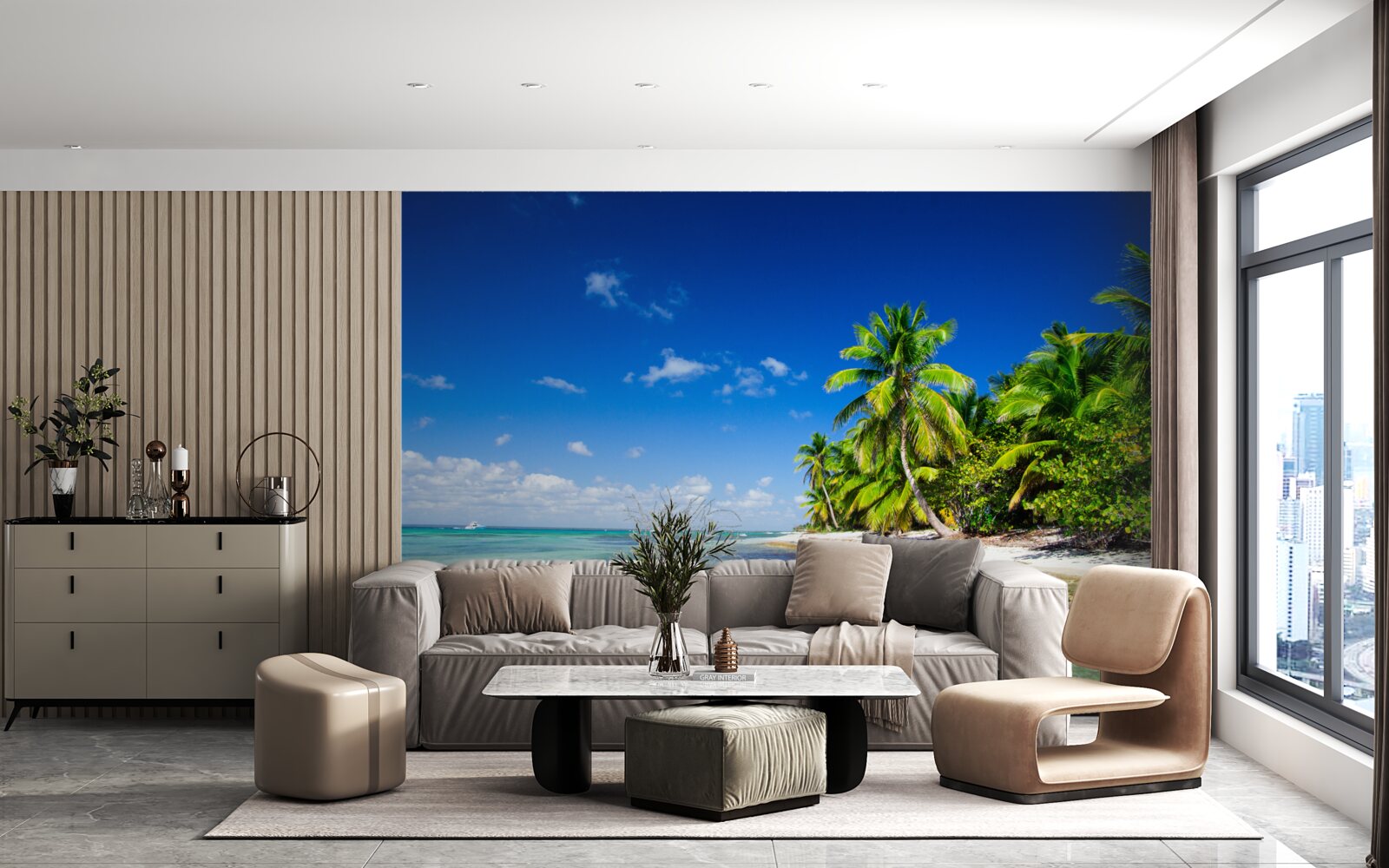 Фотошпалери морські хвилі на тропічному узбережжі