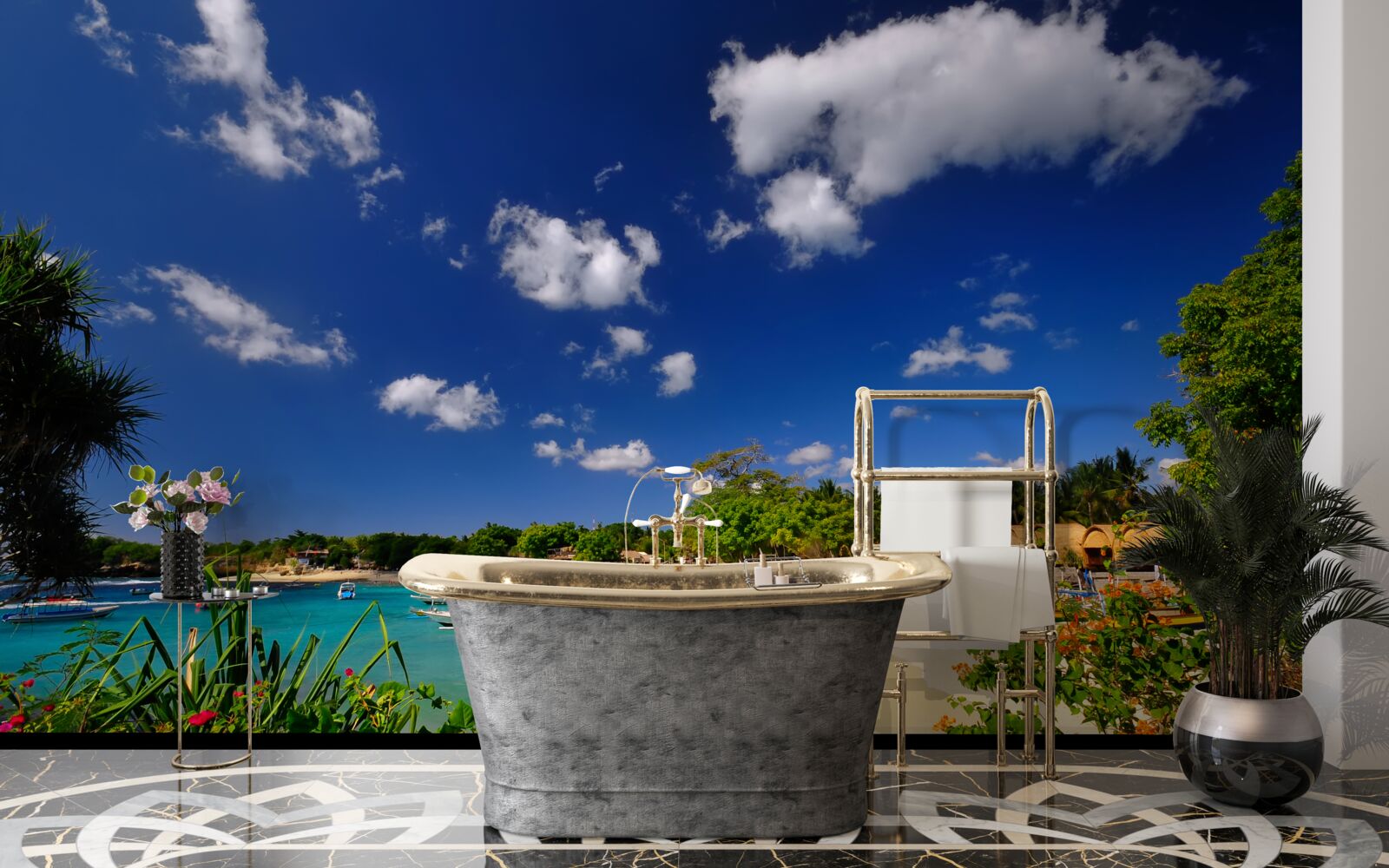 Фотошпалери спокійне літнє узбережжя острова