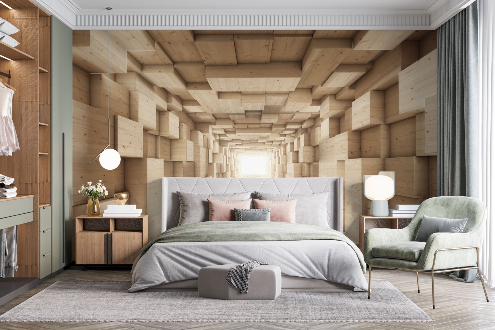 Фотошпалери тунель, що відступає, пофарбований у відтінки коричневого