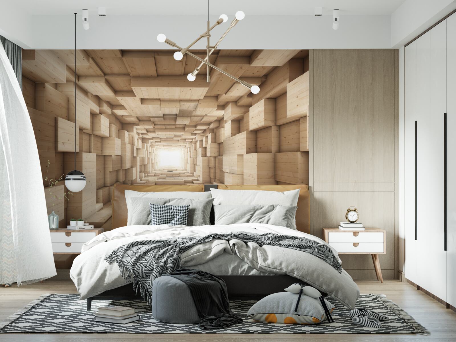 Фотошпалери тунель, що відступає, пофарбований у відтінки коричневого