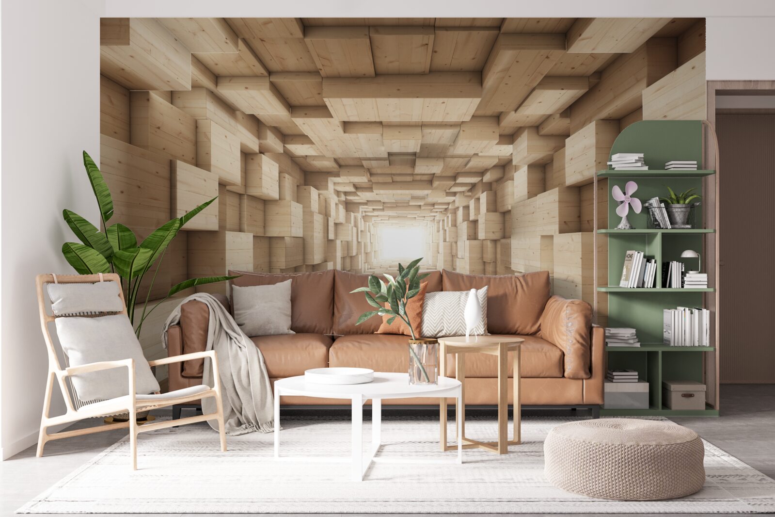 Фотошпалери тунель, що відступає, пофарбований у відтінки коричневого