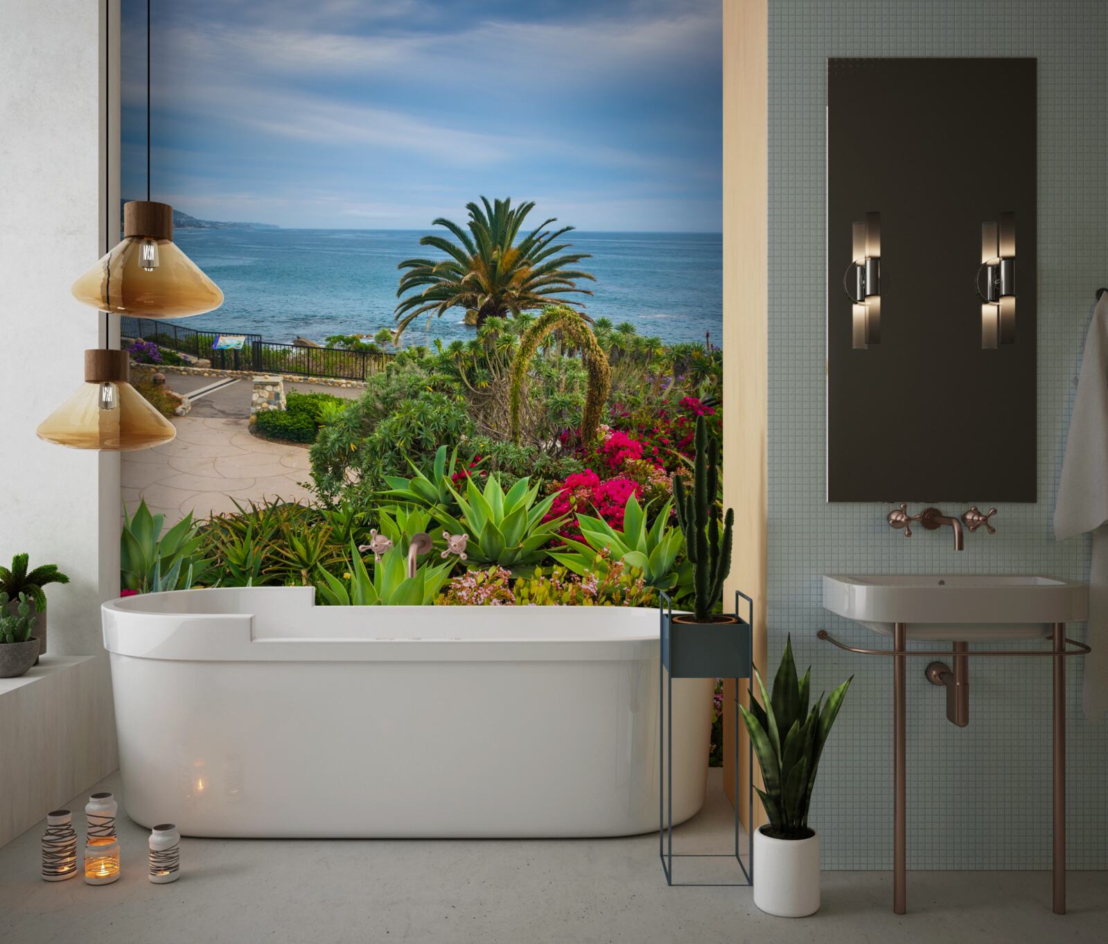 Фотошпалери зелень росте біля берега океану