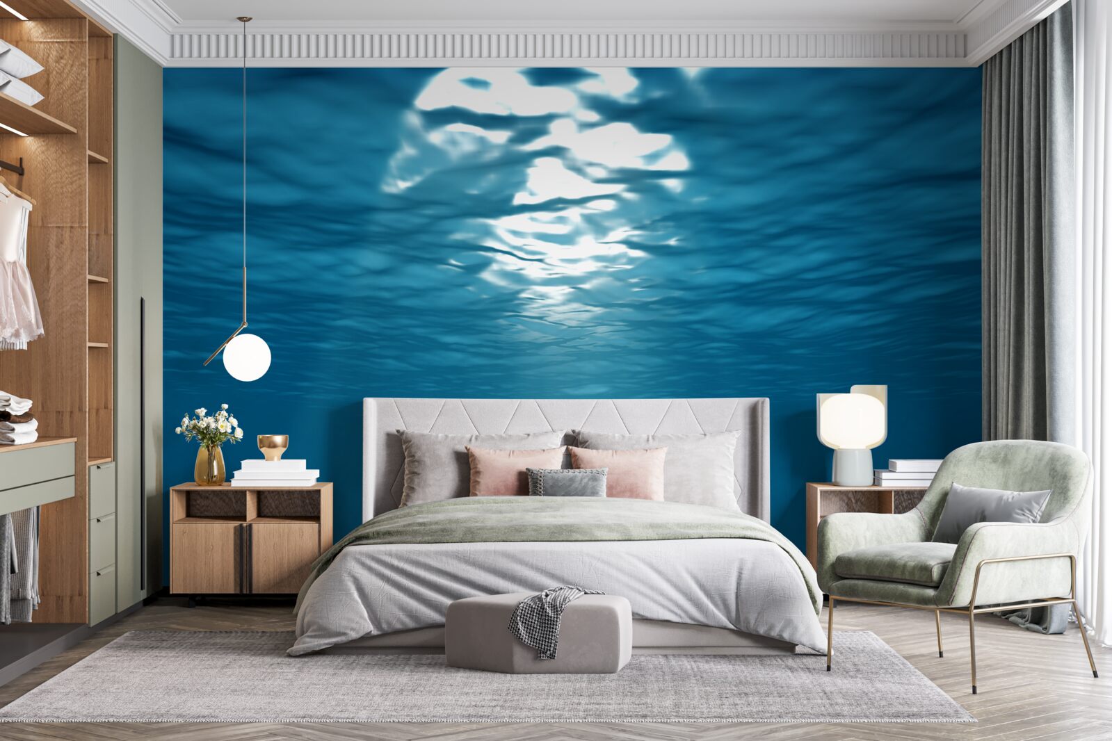 Фотошпалери сонячні промені проникають у глибину води