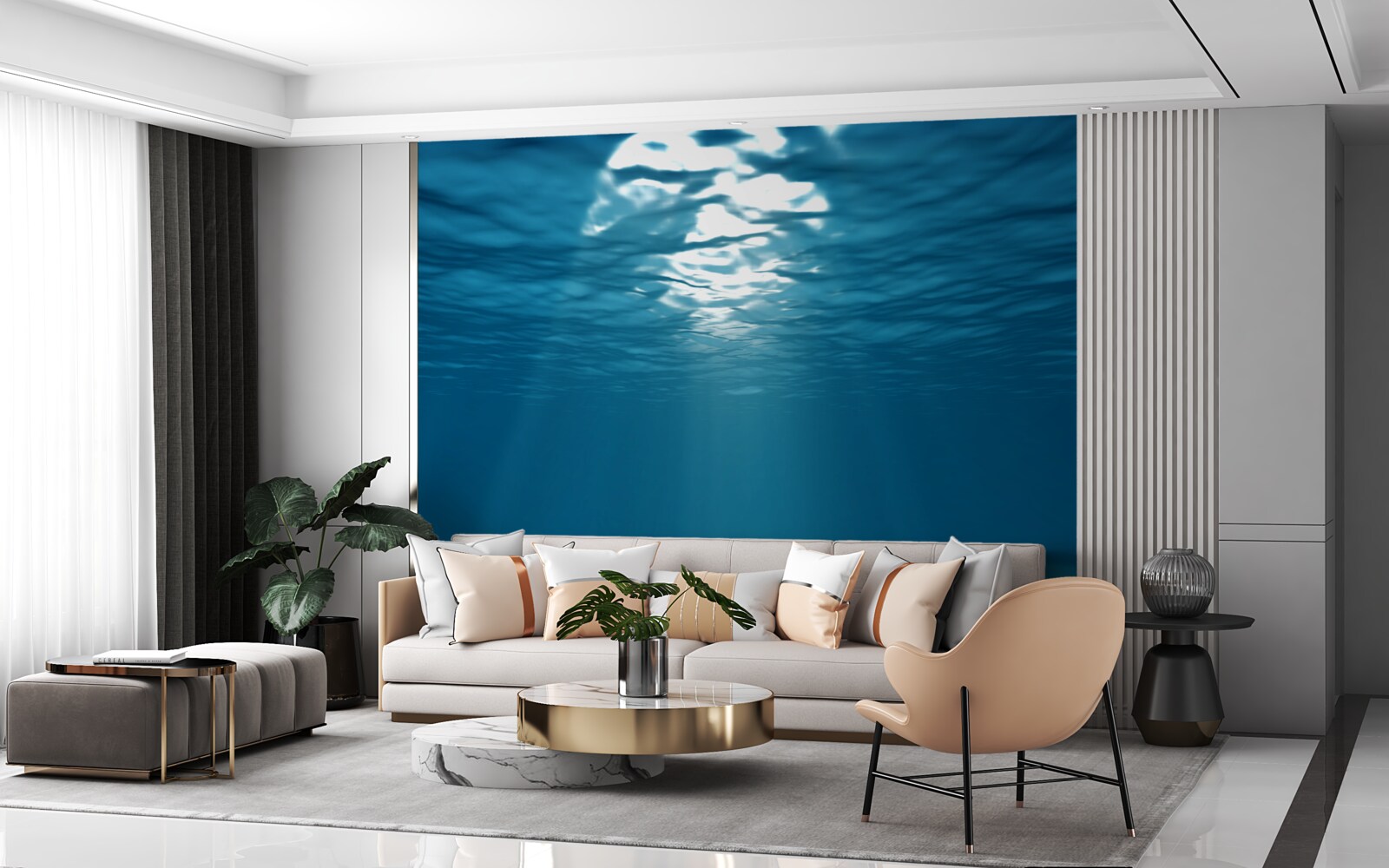 Фотошпалери сонячні промені проникають у глибину води