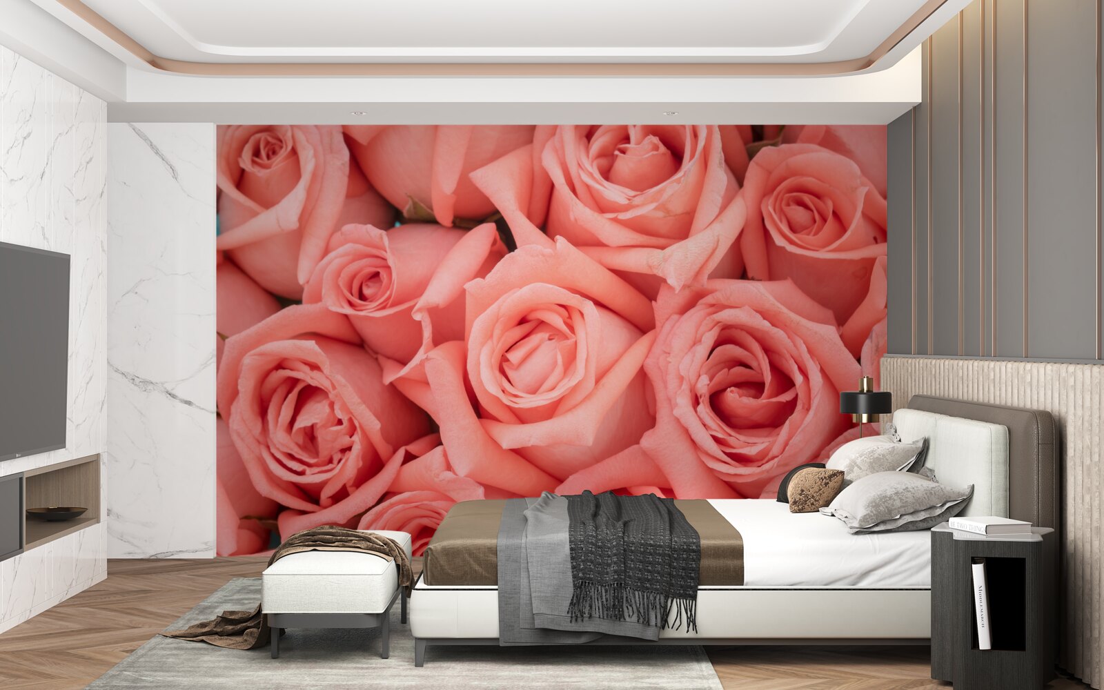 Фотошпалери рожеві бутони троянд