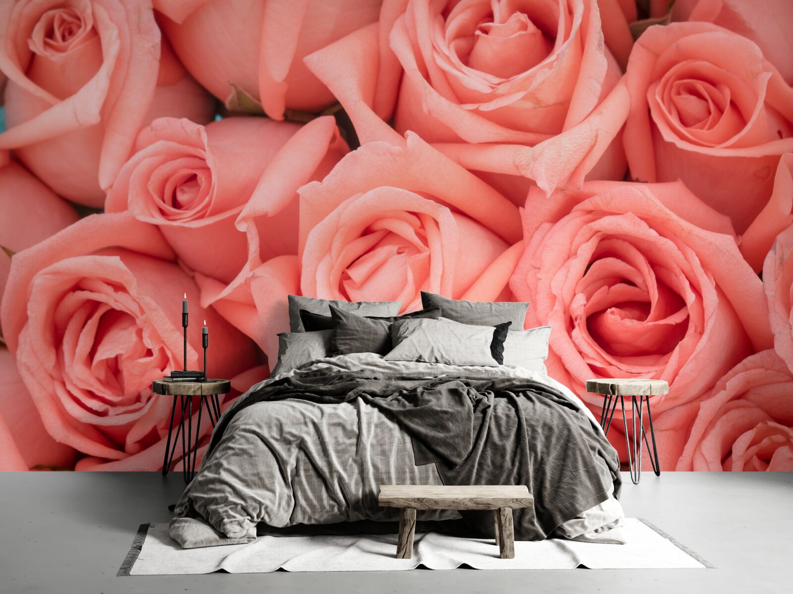 Фотошпалери рожеві бутони троянд