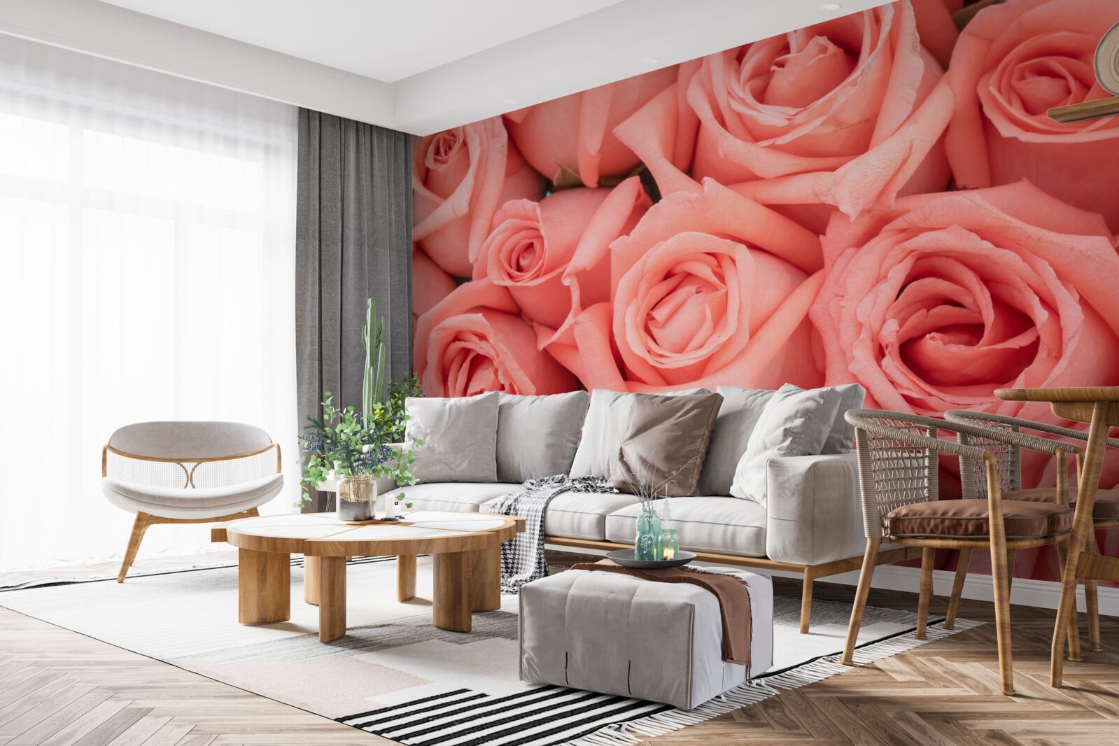 Фотошпалери рожеві бутони троянд