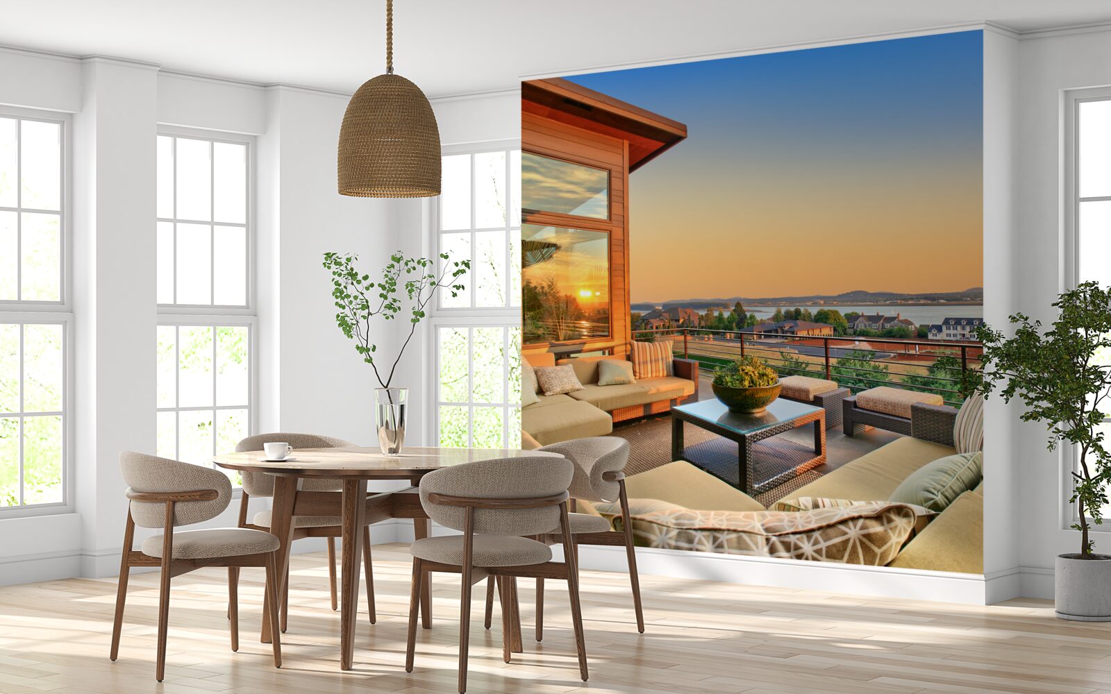 Фотошпалери затишна веранда на даху будівлі