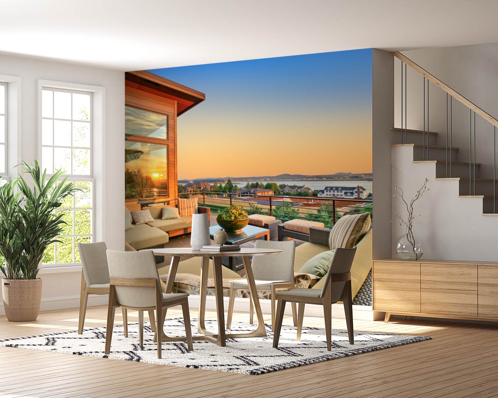 Фотошпалери затишна веранда на даху будівлі