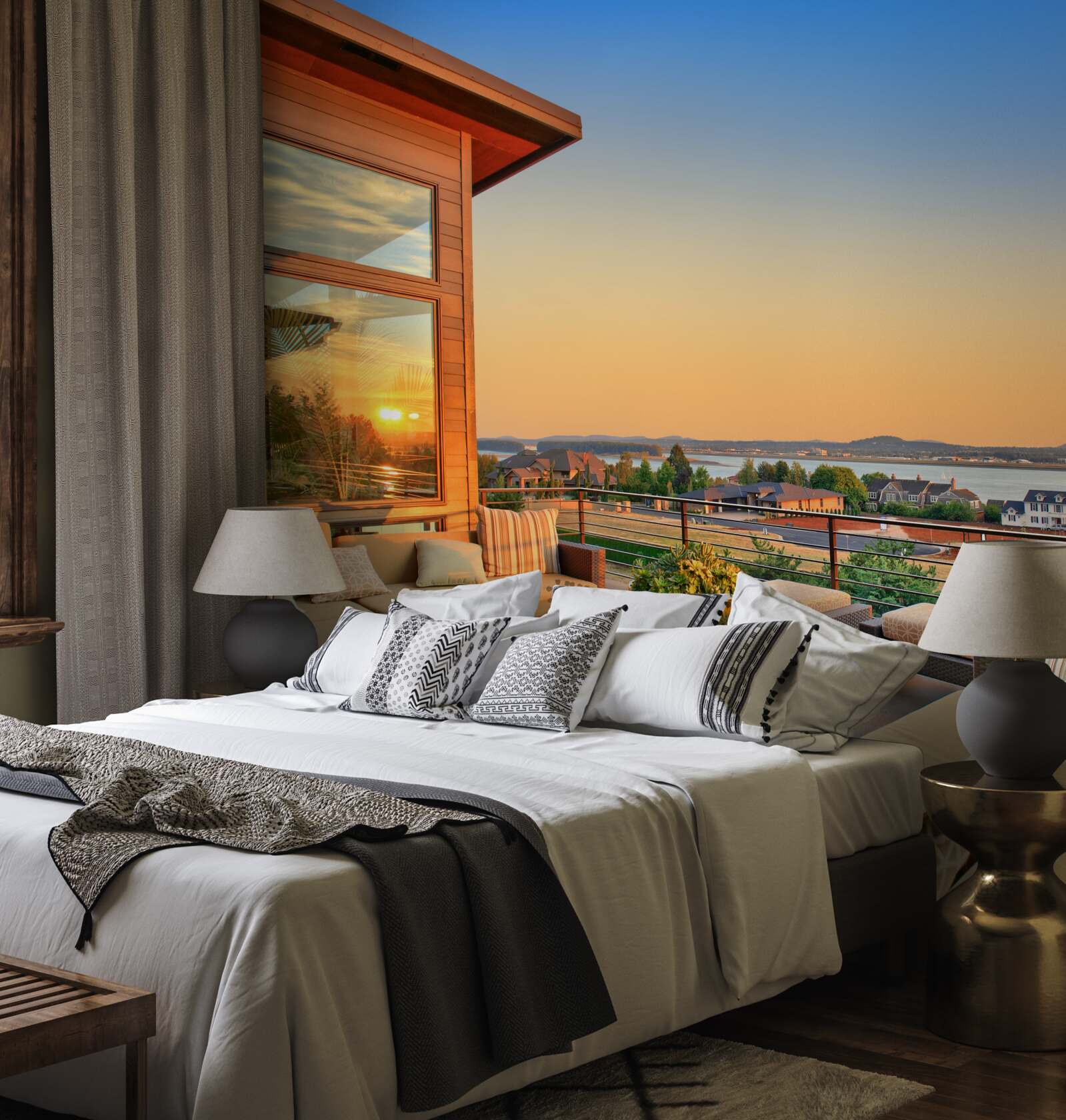 Фотошпалери затишна веранда на даху будівлі