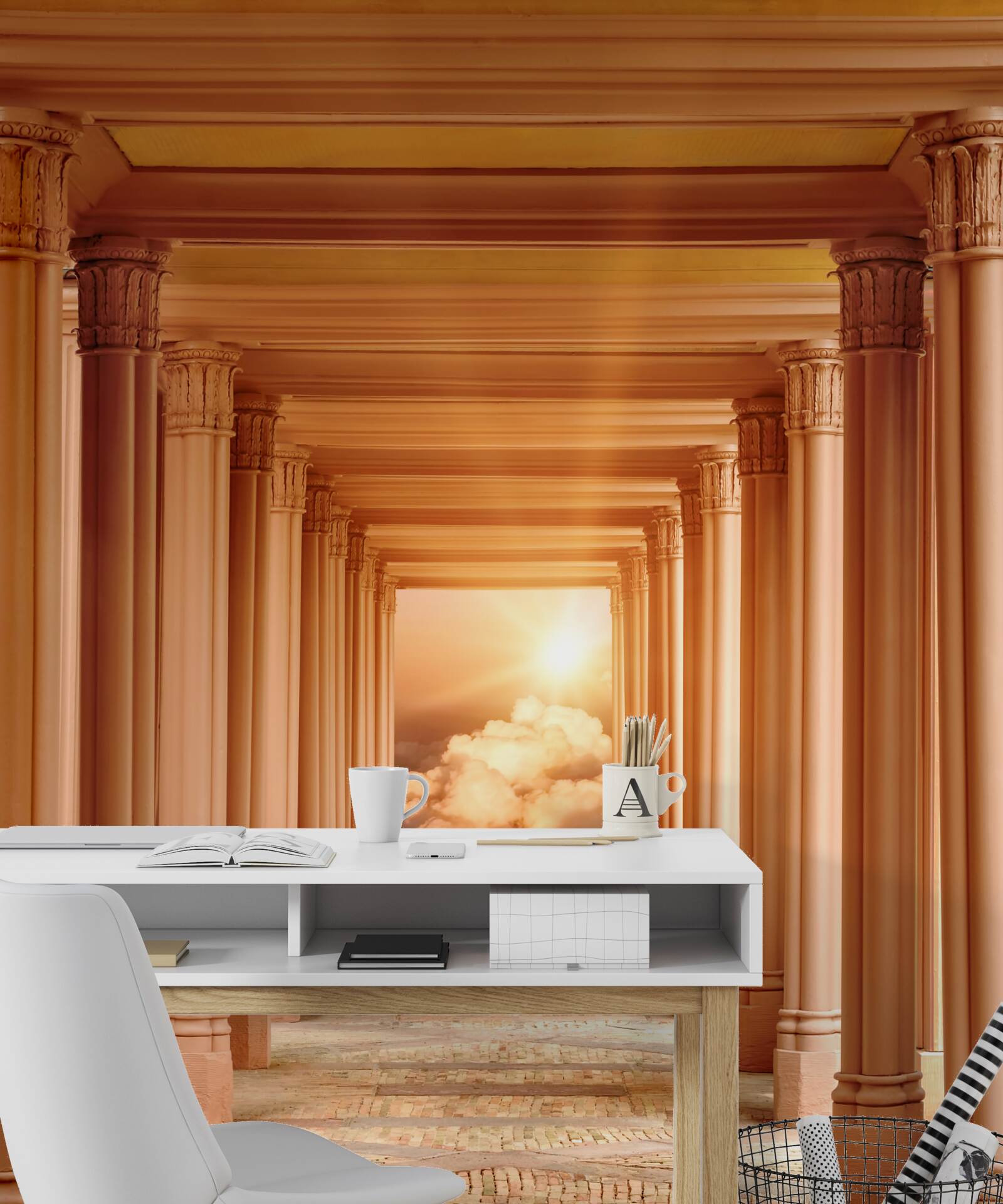 Фотошпалери сяючий захід сонця в тунелі, що віддаляється