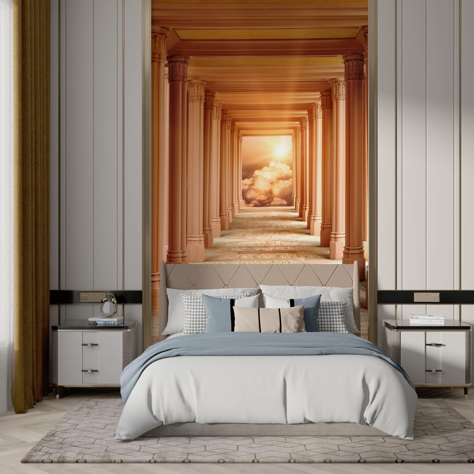 Фотошпалери сяючий захід сонця в тунелі, що віддаляється