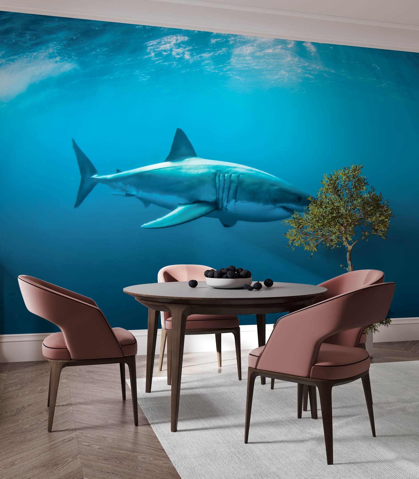 Фотошпалери акула, голодна в морських глибинах